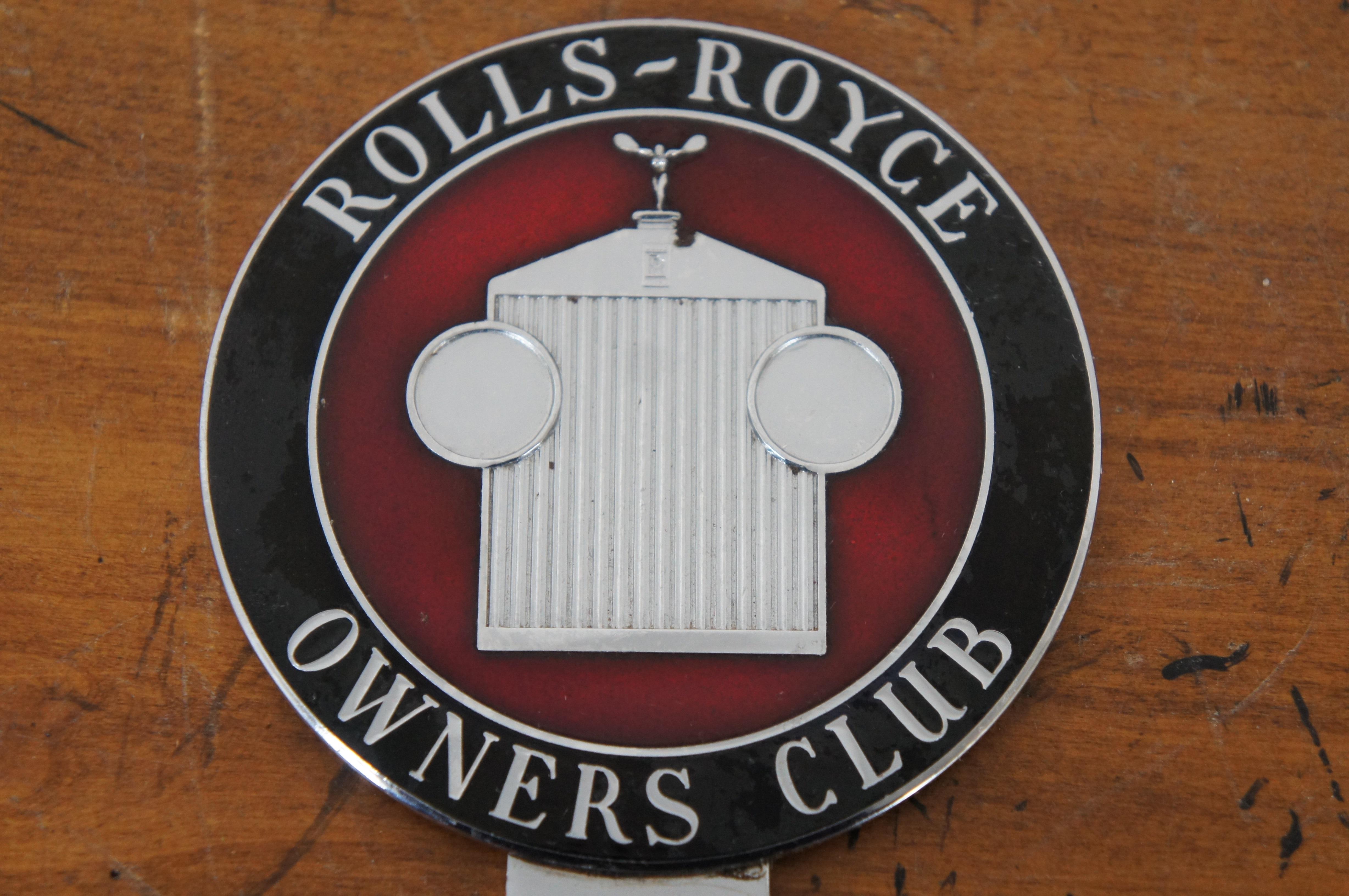 Mid-Century Modern Mid Century Rolls Royce Owners Club Enamel Car Badge Auto Emblem 5.5