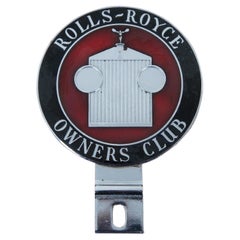Vintage Mid Century Rolls Royce Owners Club Enamel Car Badge Auto Emblem 5.5"