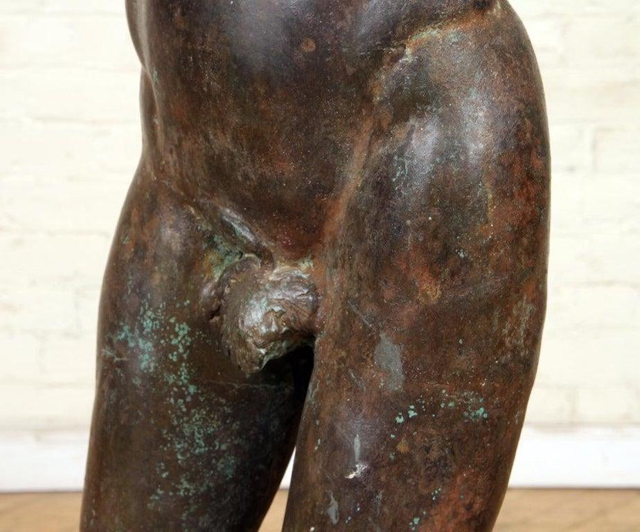 Italian Midcentury Roman Bronze Sculpture of a Classical Nude Male