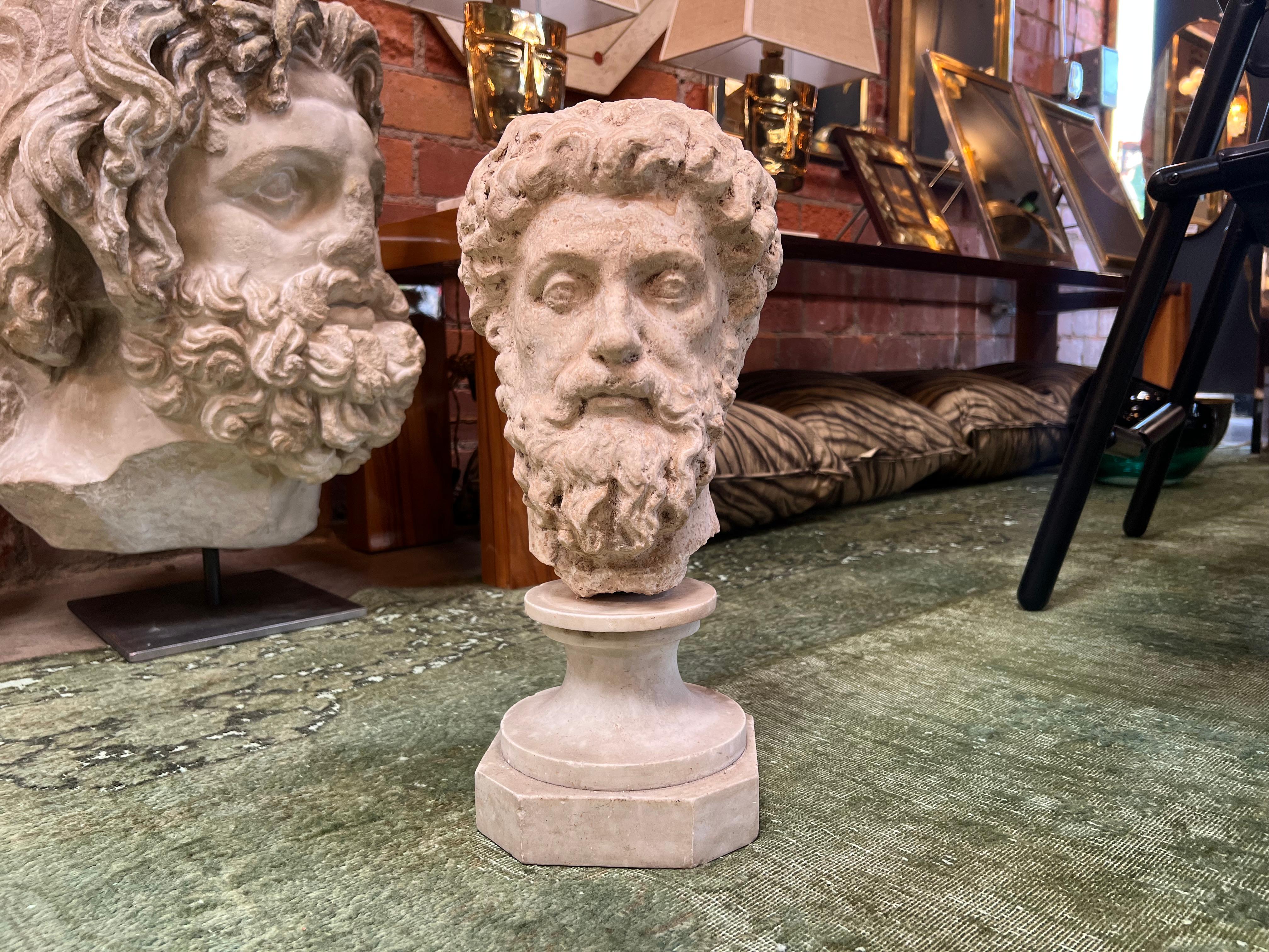 Mid Century Roman Marcus Aurelius Head Sculpture 1950s In Good Condition For Sale In Los Angeles, CA