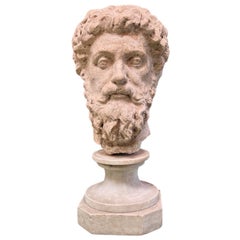 Mid Century Roman Marcus Aurelius Head Sculpture 1950s