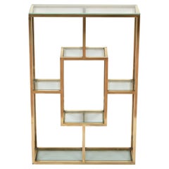 Mid-Century Romeo Rega Brass and Crystal Glass Italian Showcase Vitrine, 1970s