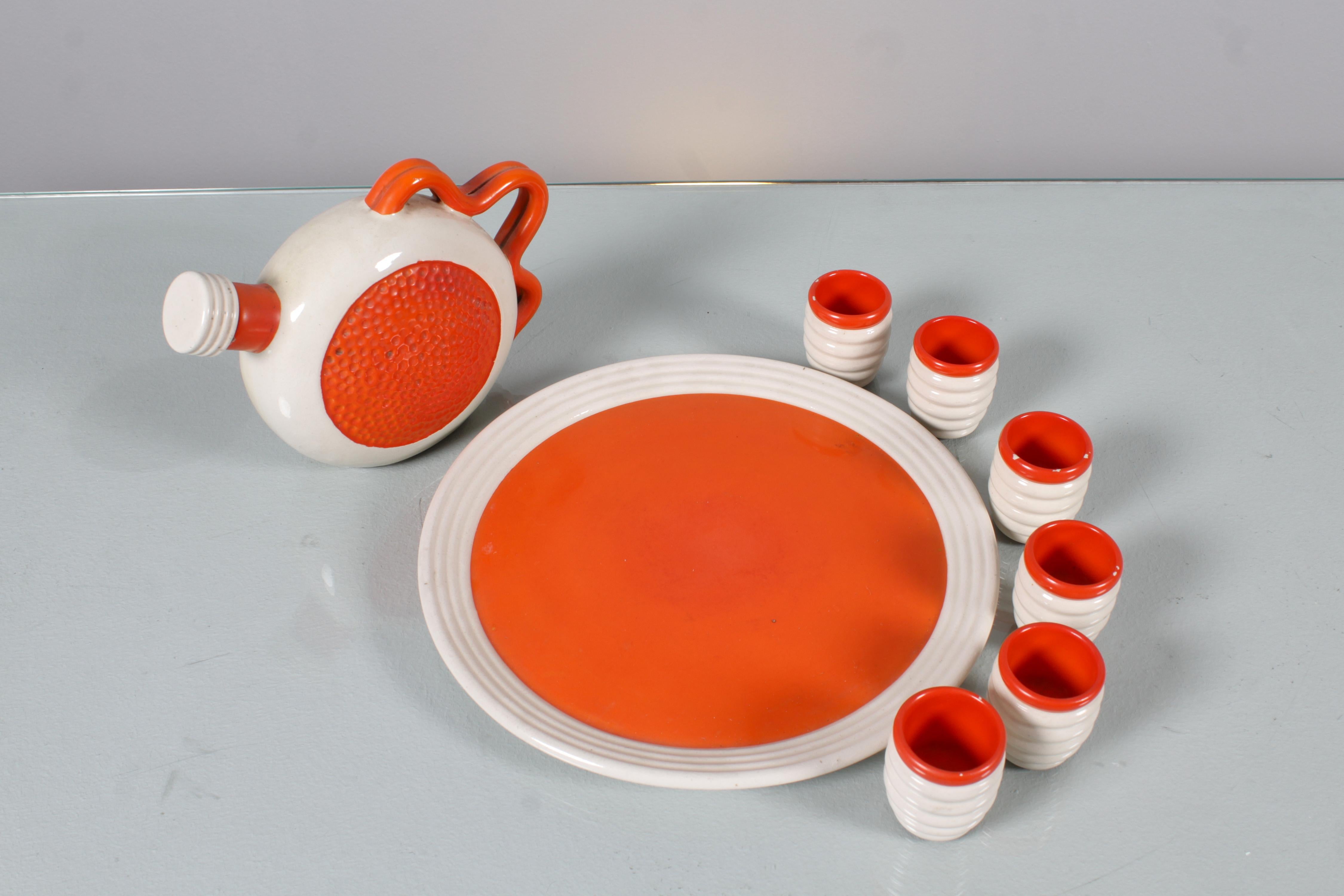 Mid-20th Century Mid-Century Rometti Umbertide Ceramics Liqueur set 1930s Italy For Sale