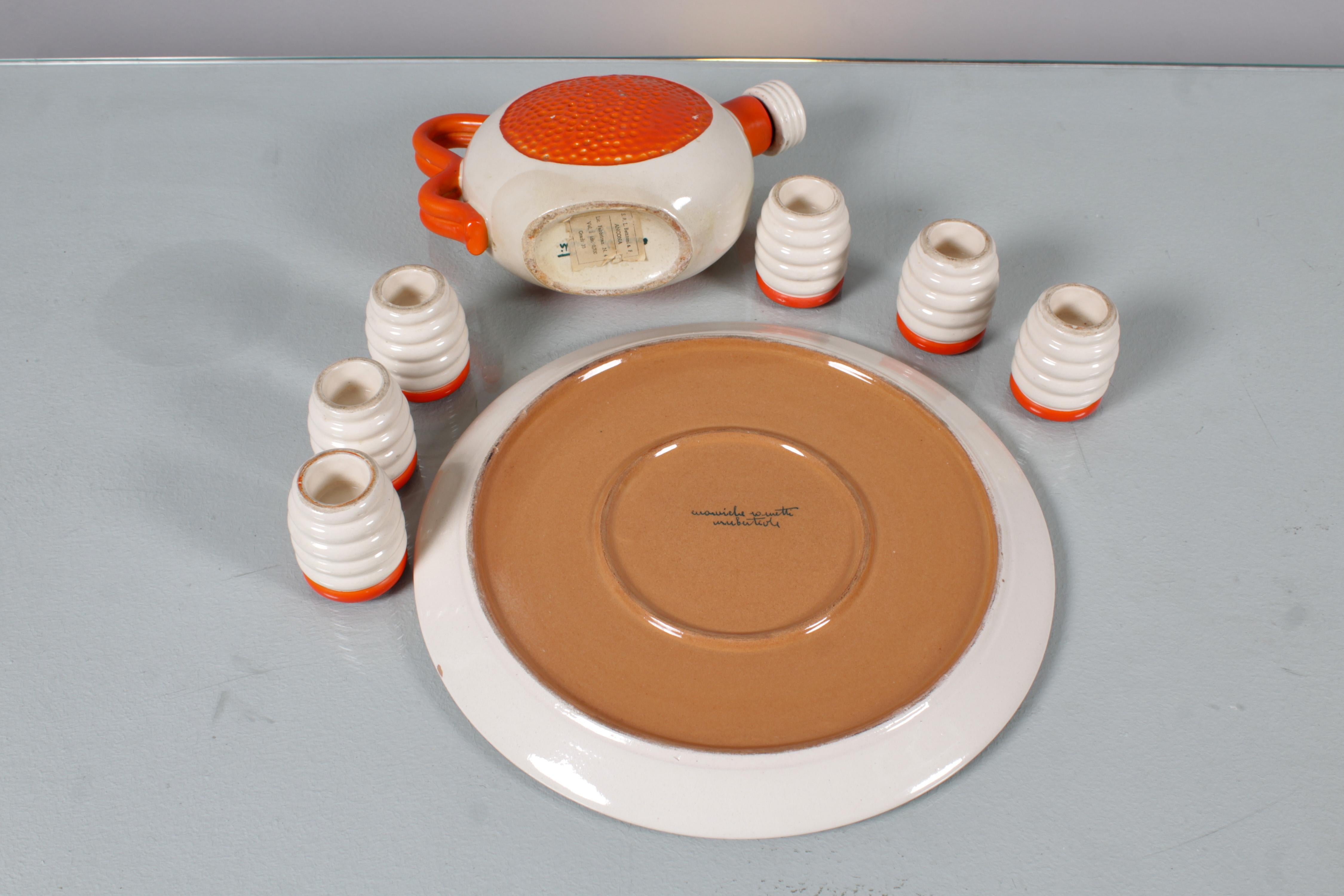 Mid-Century Rometti Umbertide Ceramics Liqueur set 1930s Italy For Sale 1