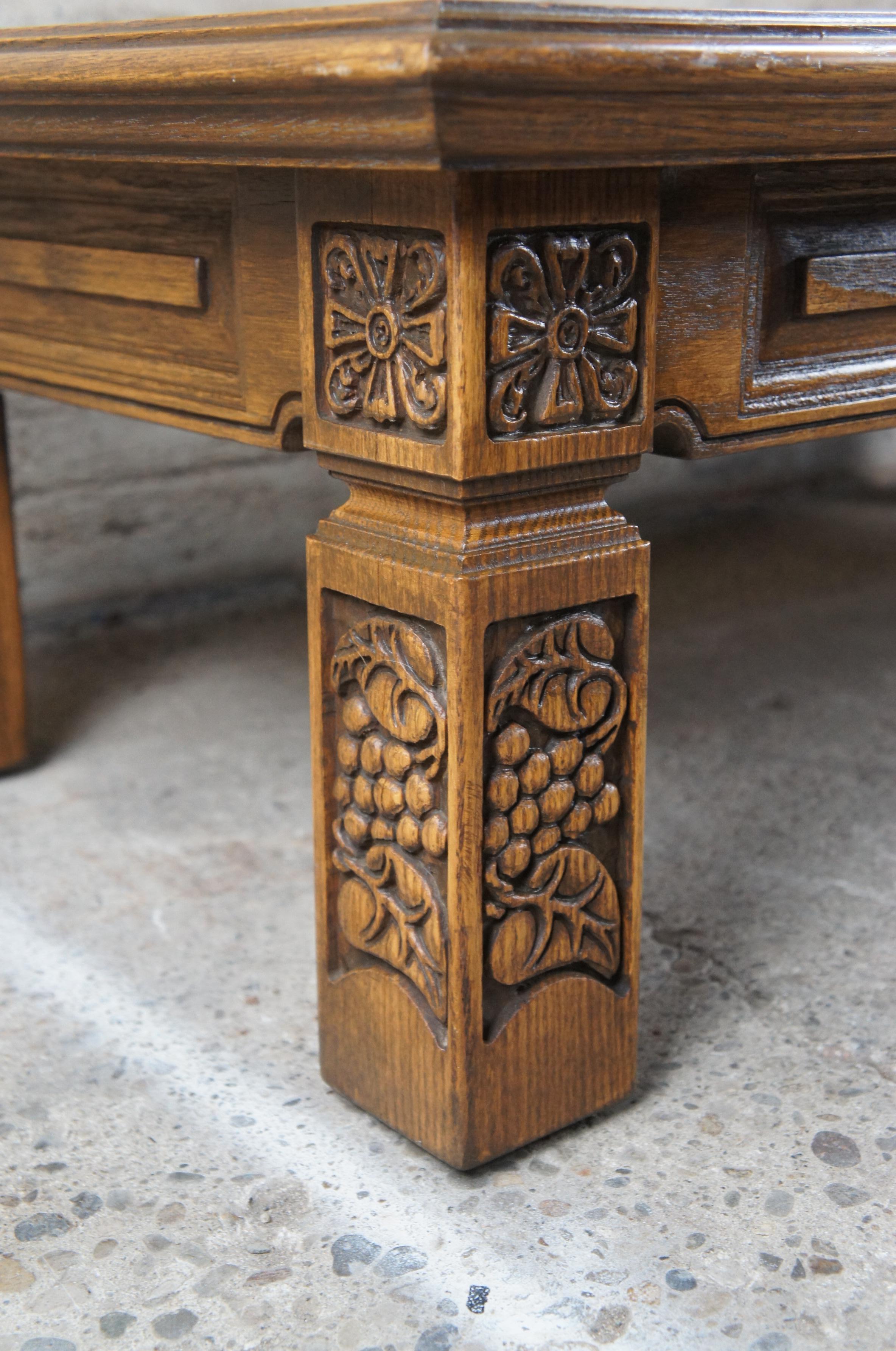 Late 20th Century Midcentury Romweber Viking Oak Grapevine Carved Rectangular Coffee Table