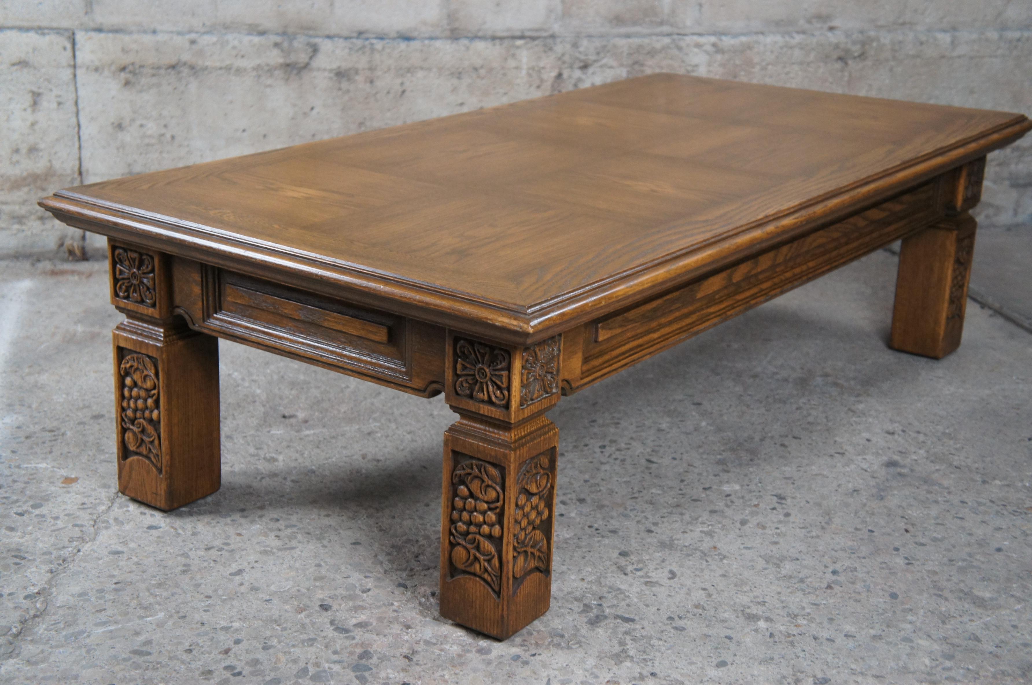 Midcentury Romweber Viking Oak Grapevine Carved Rectangular Coffee Table 2
