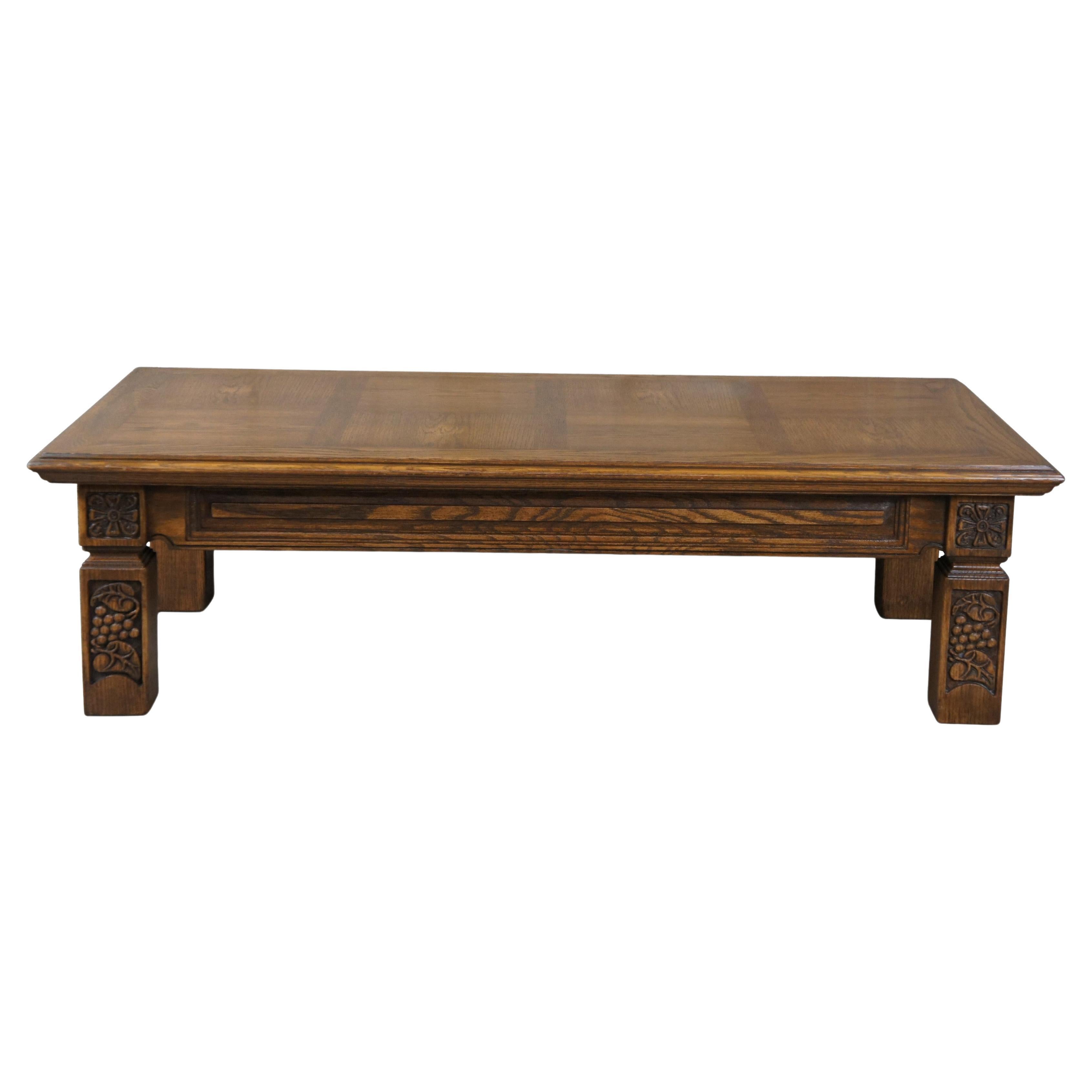 Midcentury Romweber Viking Oak Grapevine Carved Rectangular Coffee Table