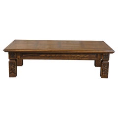 Retro Midcentury Romweber Viking Oak Grapevine Carved Rectangular Coffee Table