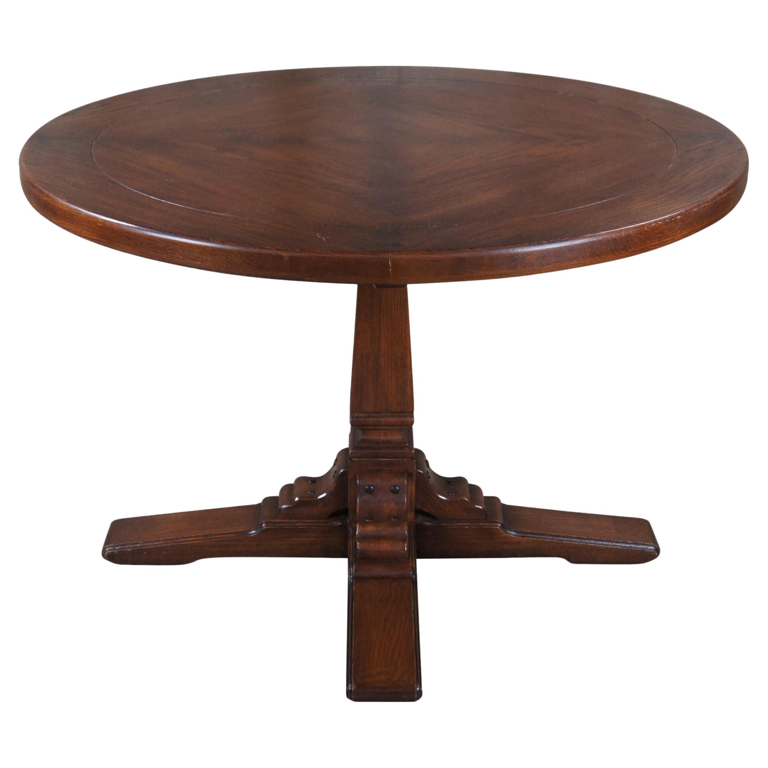 Midcentury Romweber Viking Oak Round Pedestal Dining Breakfast Game Card Table