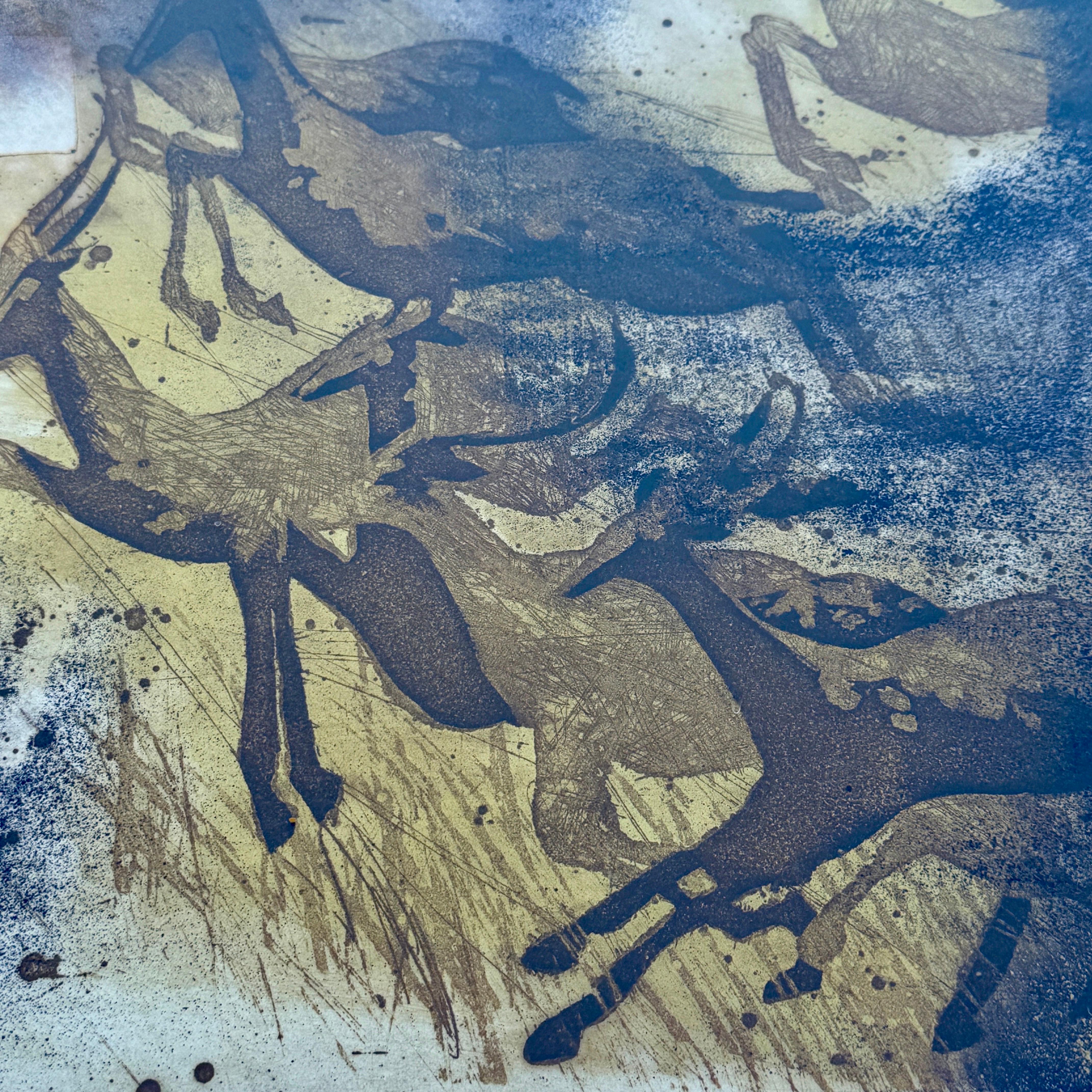  Mitte des Jahrhunderts Ronald Riddick Lithographie des Hirsches Kunstwerk  im Angebot 3