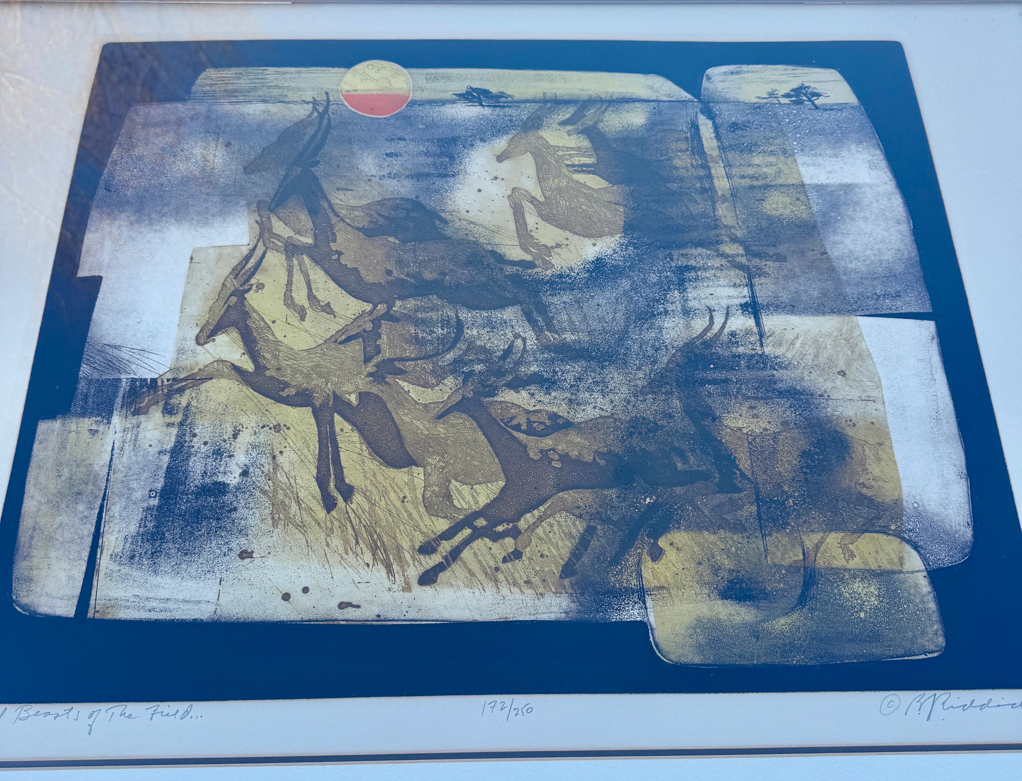  Mitte des Jahrhunderts Ronald Riddick Lithographie des Hirsches Kunstwerk  im Angebot 8