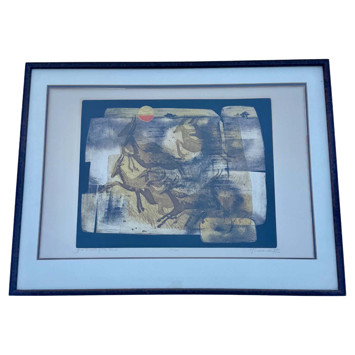 Mid-Century Ronald Riddick Lithograph Of Deer Artwork For Sale at 1stDibs