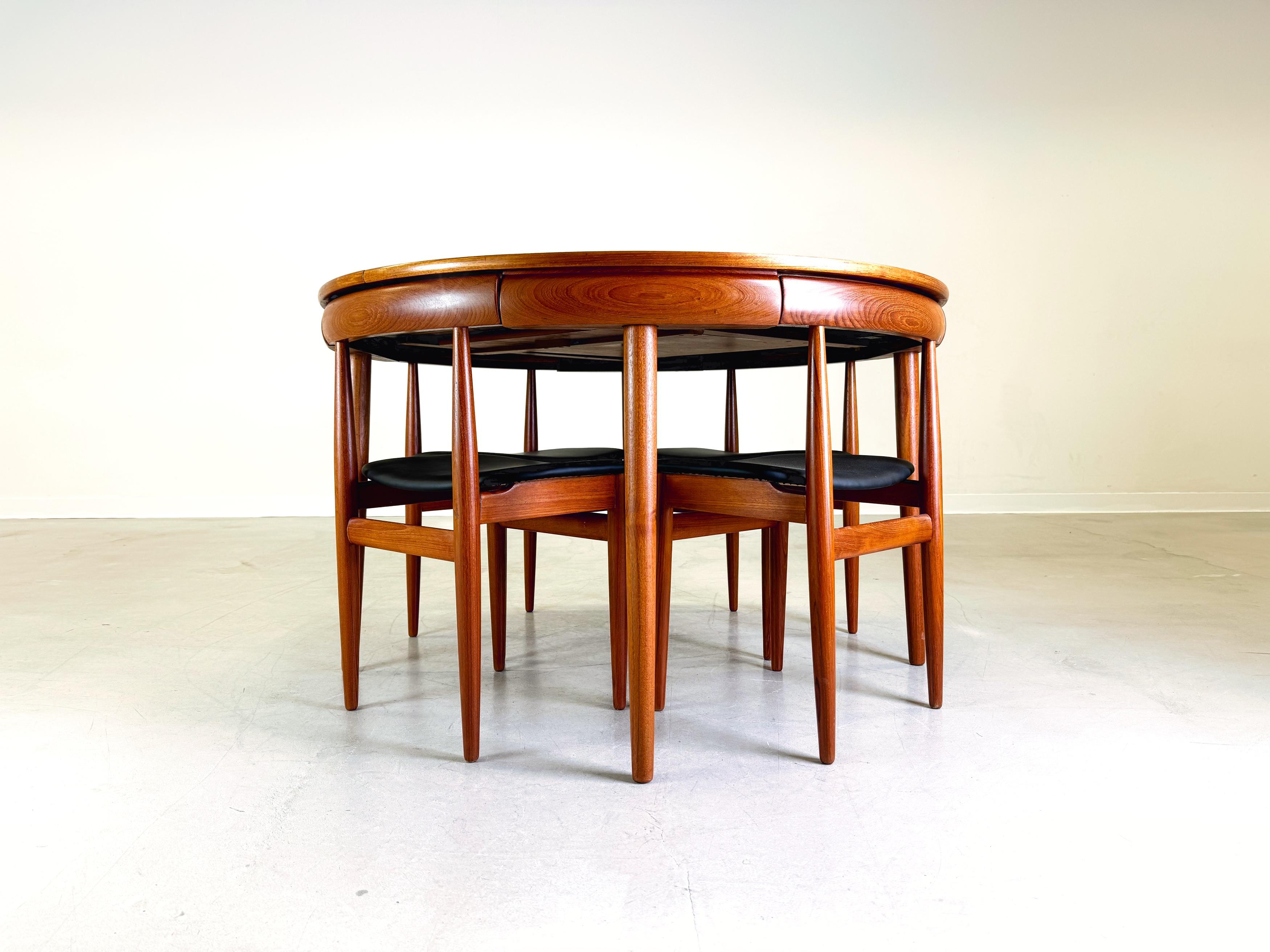 Mid-Century Modern Mid Century Rondette Frem Røjle 5er Set Esstisch Hans Olsen Teak
