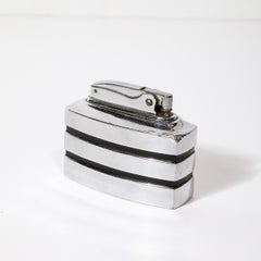 Mid-Century Ronson "Spartan" Streamline Table Lighter in Chrome & Black Enamel