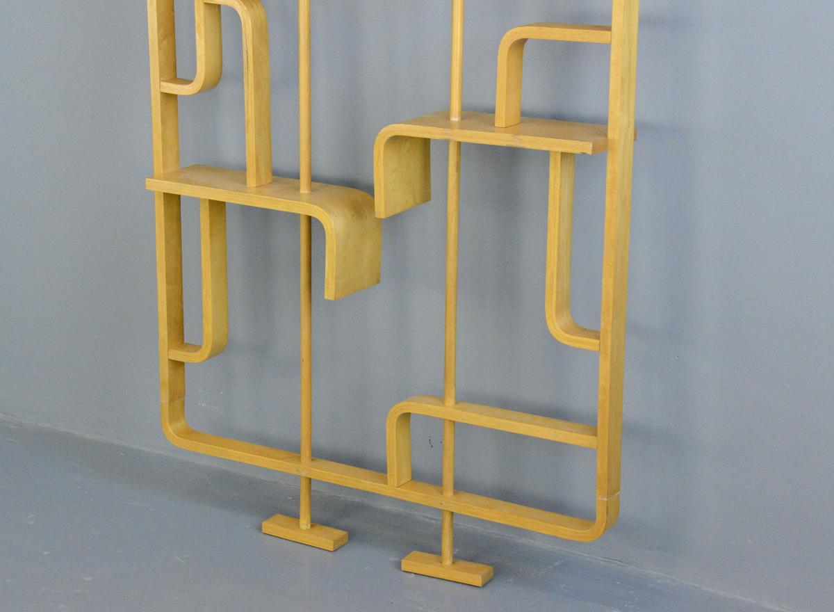 Midcentury room divider by Ludvik Volak, circa 1960s

- Made from curved beech
- Designed by Ludvik Volak
- Produced by Drevopodnik Holesov
- Czech, 1960s
- Size: 225cm tall x 91cm wide x 16cm deep

Condition report:

Some age marks and