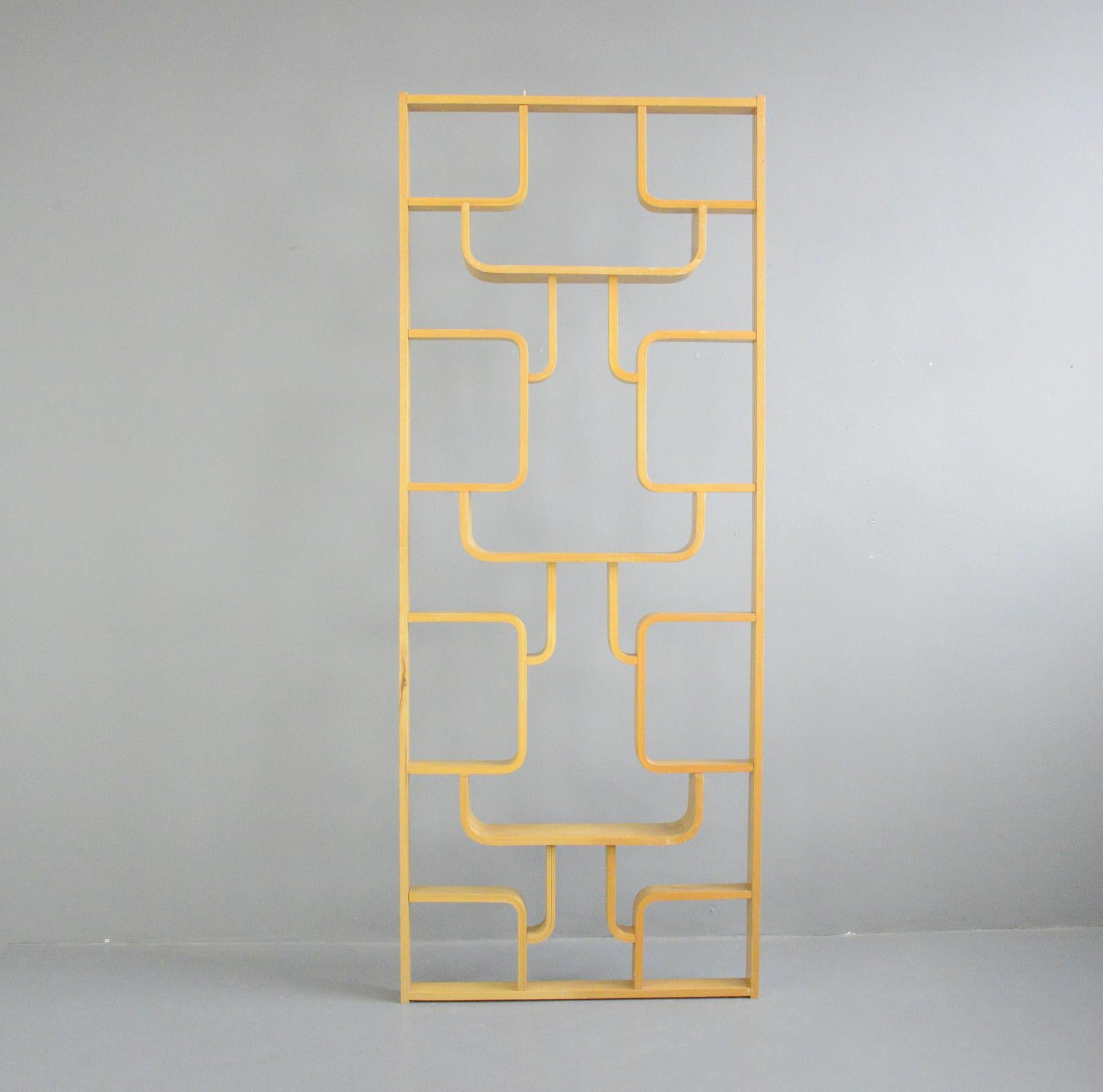 Mid century room divider by Ludvik Volak, Circa 1960s

- Made from curved beech
- Designed by Ludvik Volak
- Produced by Drevopodnik Holesov
- Czech ~ 1960s
- 225cm tall x 91cm wide x 16cm deep

Condition Report

Some age marks and ring