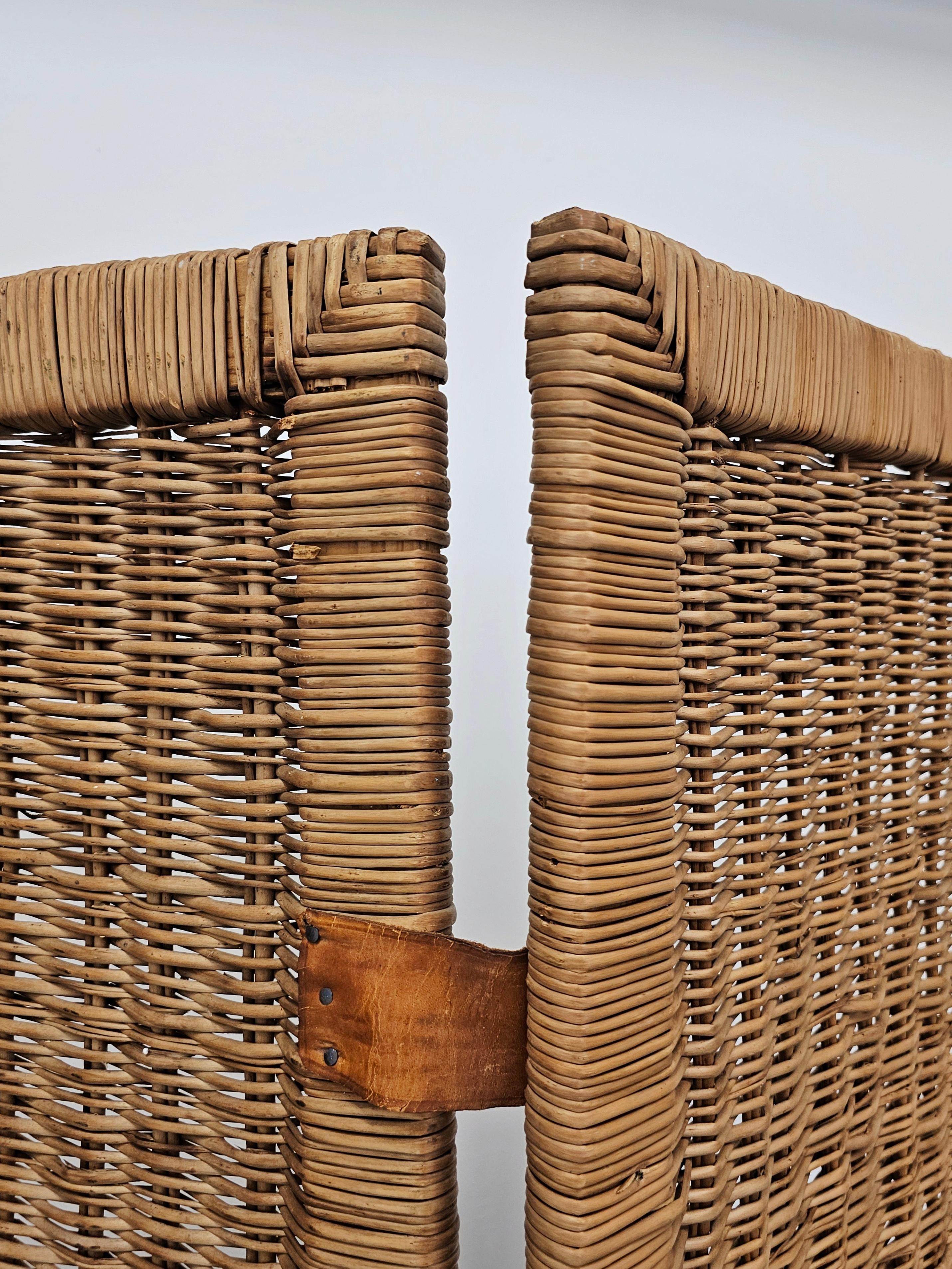 Mid-Century Modern Mid Century Room Divider done in rattan with leather connectors, Italy 1960s