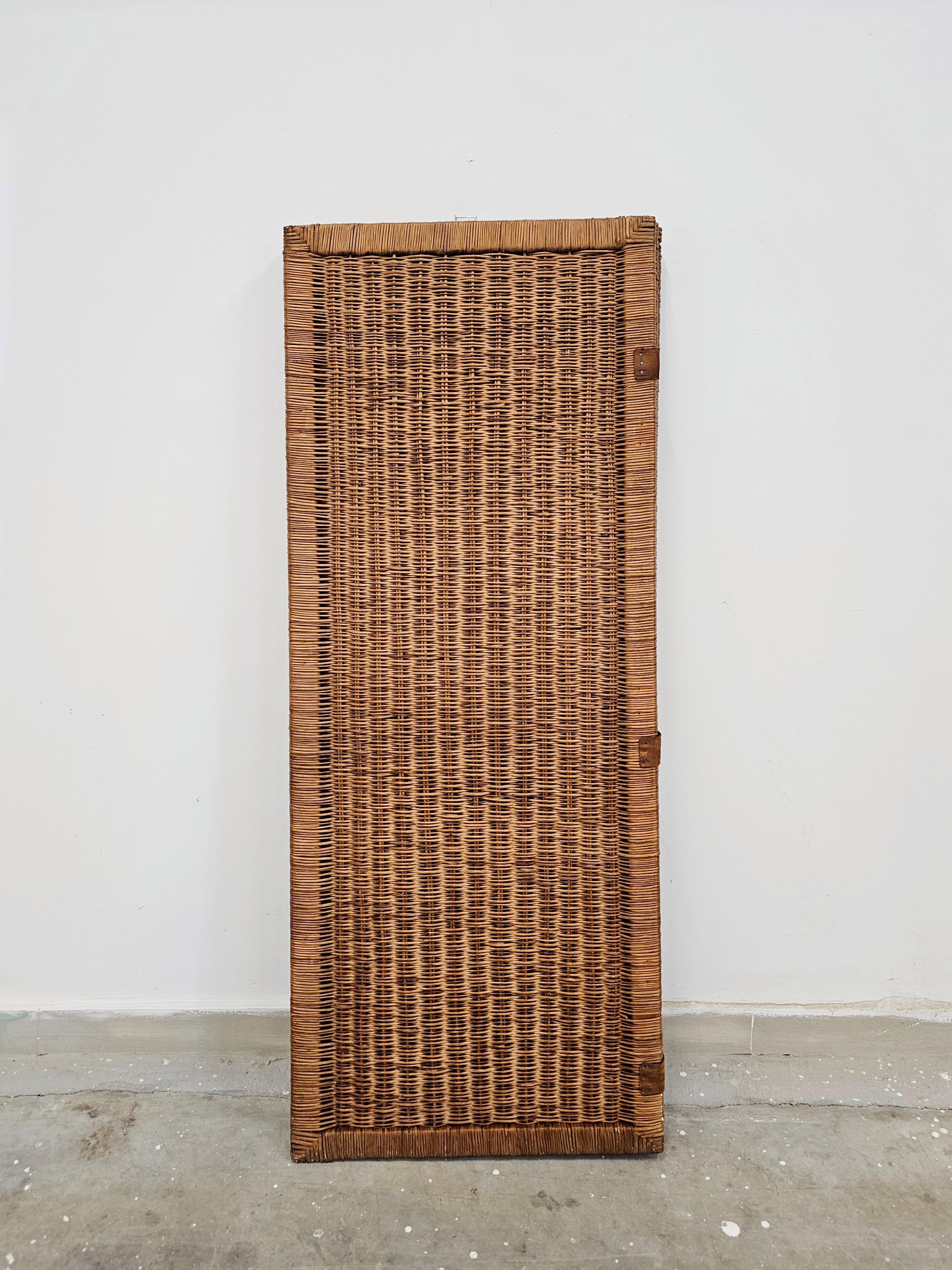 Mid-20th Century Mid Century Room Divider done in rattan with leather connectors, Italy 1960s