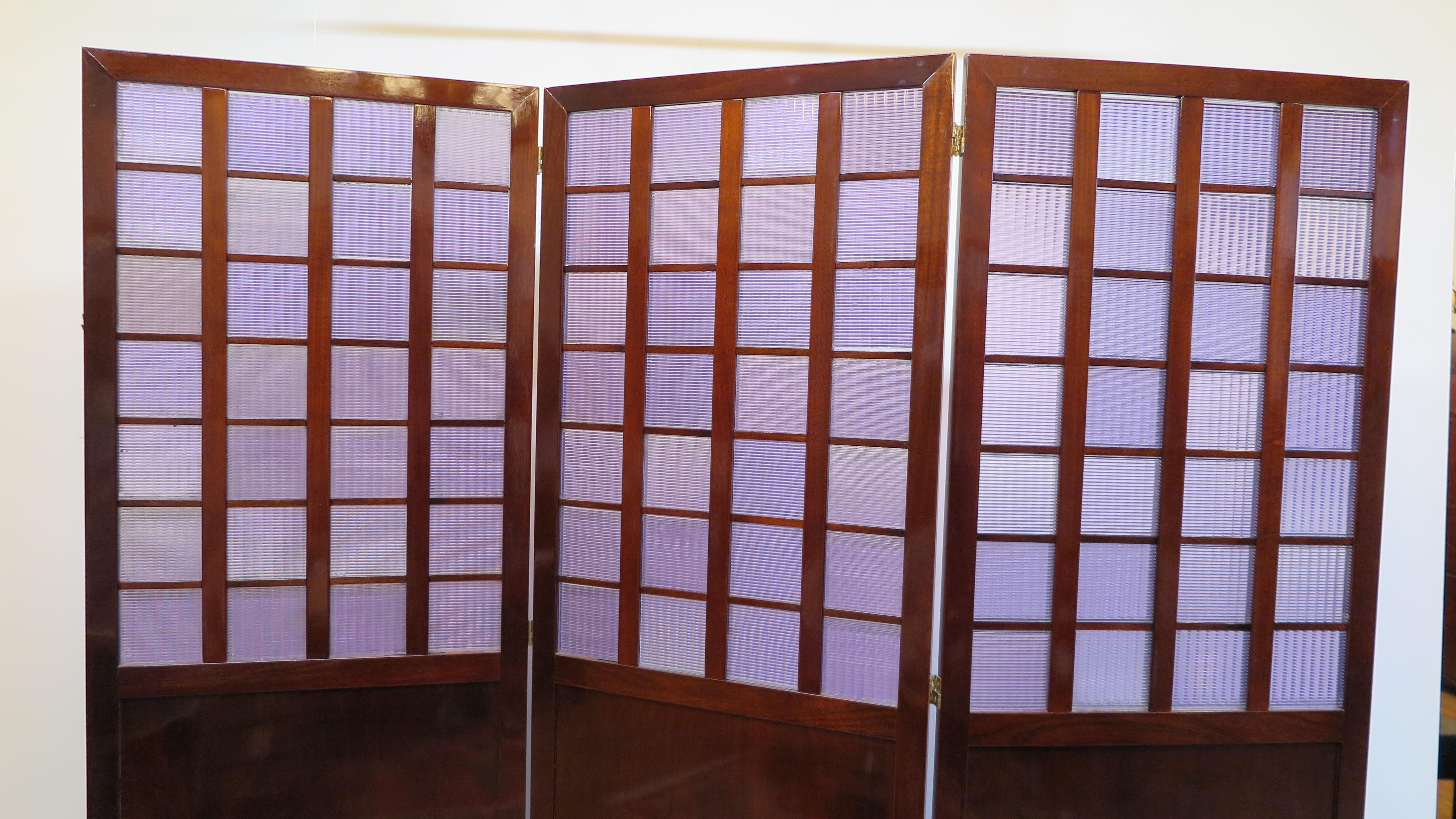 Mahogany Mid Century Room Divider Folding Screen For Sale