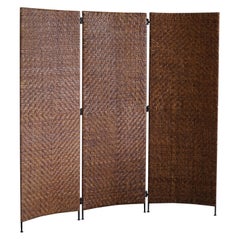 Vintage Mid Century Room Divider / Screen in Rattan, Italian Modern, 1950s