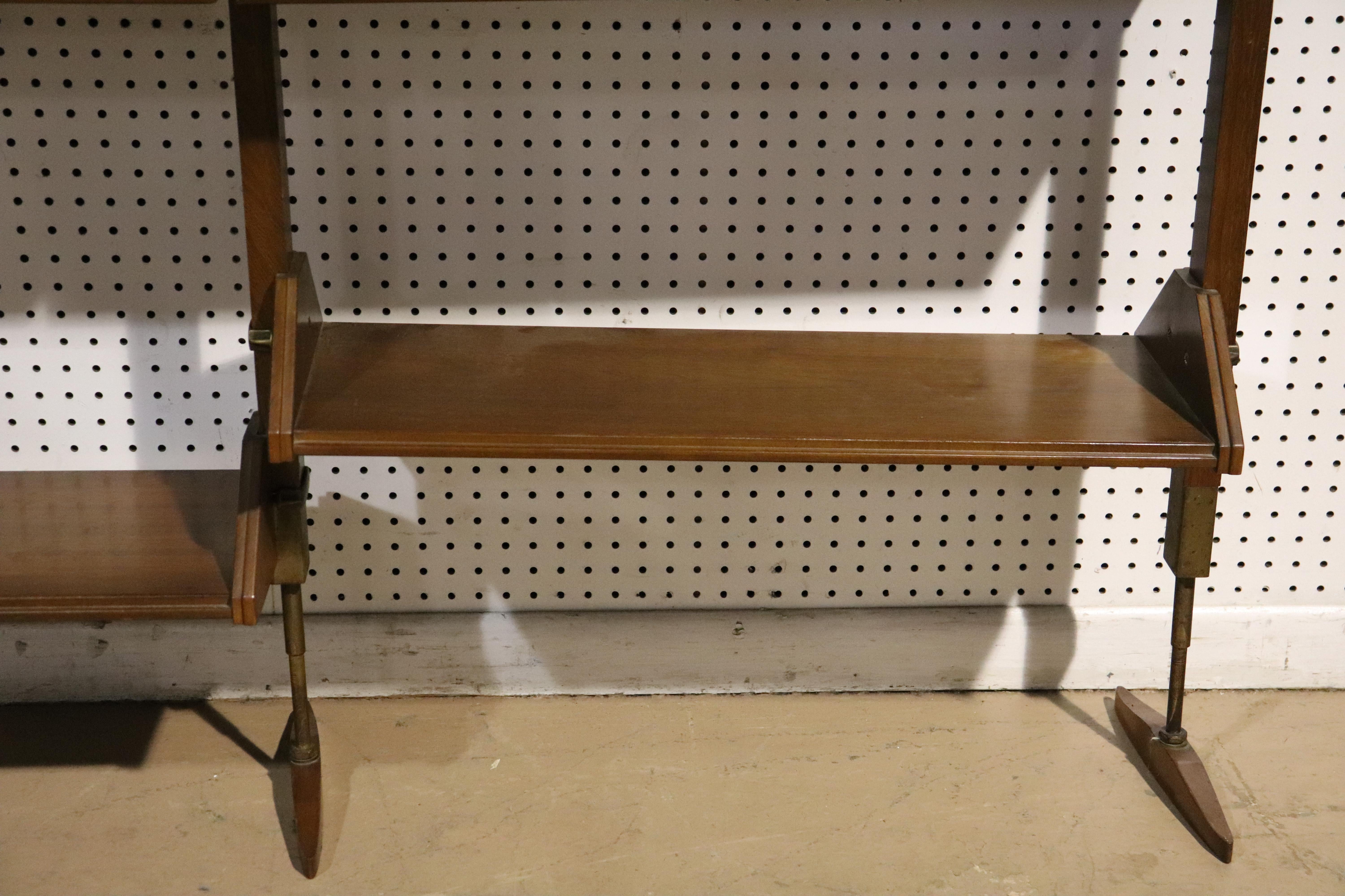 Walnut Mid-Century Room Dividing Bookcase For Sale