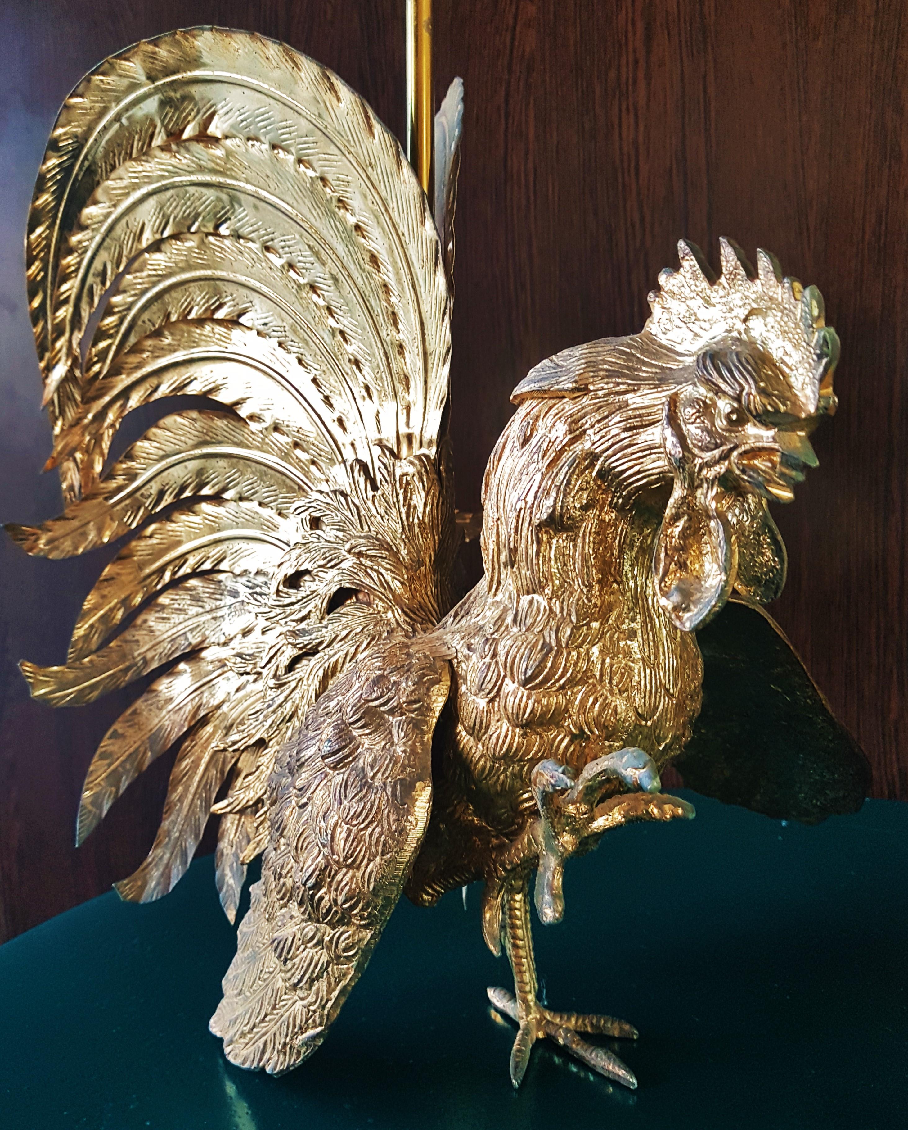 Midcentury Rooster Sculpture Brass Lamps, Italy, 1960s For Sale 2