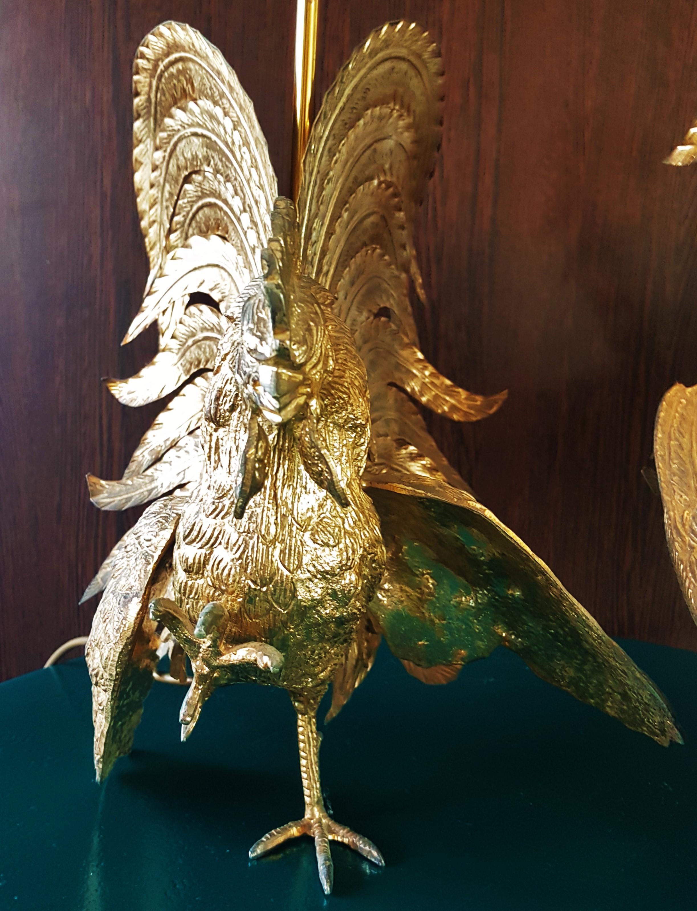 Lampes en sculpture de coq du milieu du siècle dernier en laiton, Italie, années 1960 en vente 4