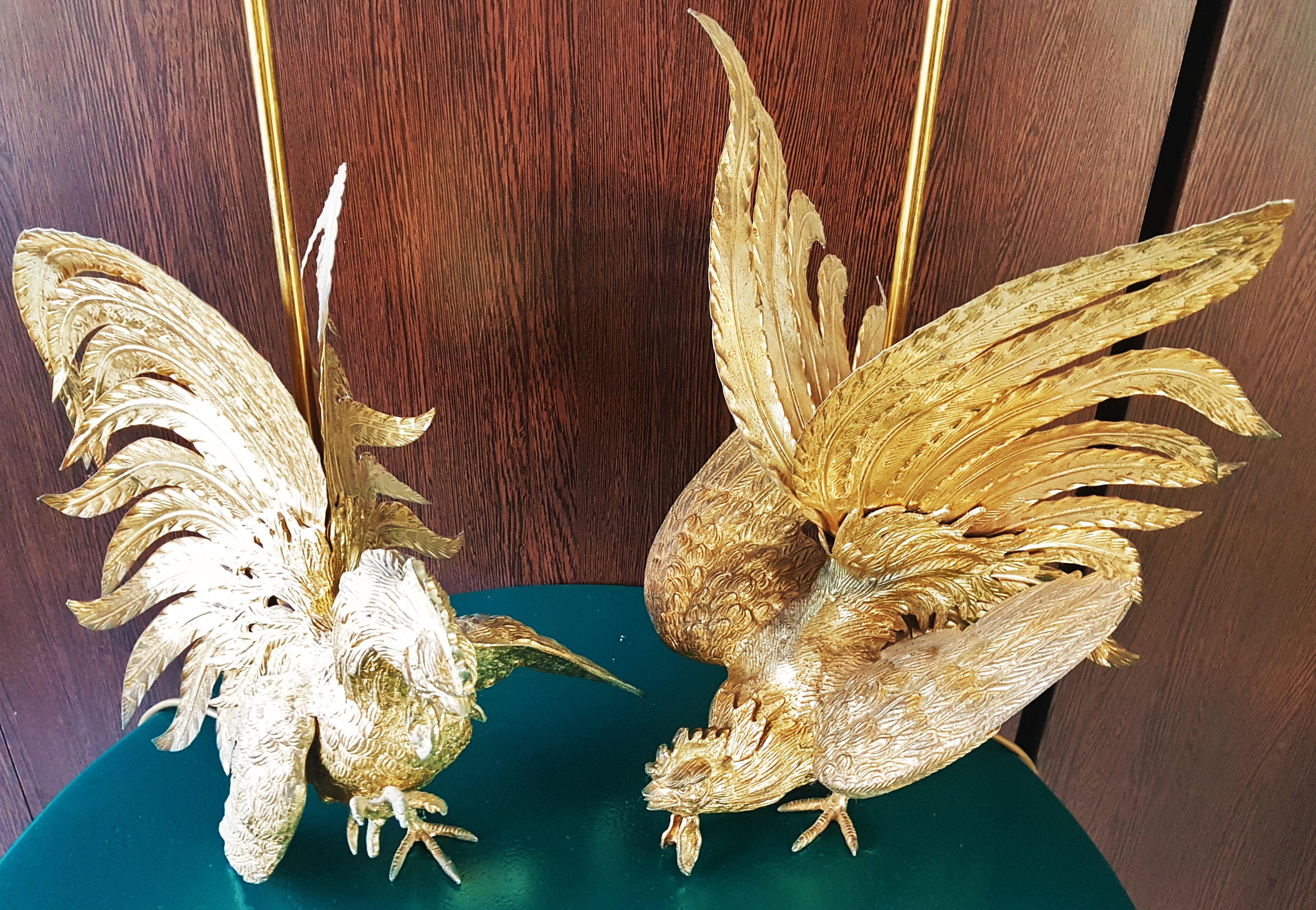 Midcentury Rooster Sculpture Brass Lamps, Italy, 1960s For Sale 6