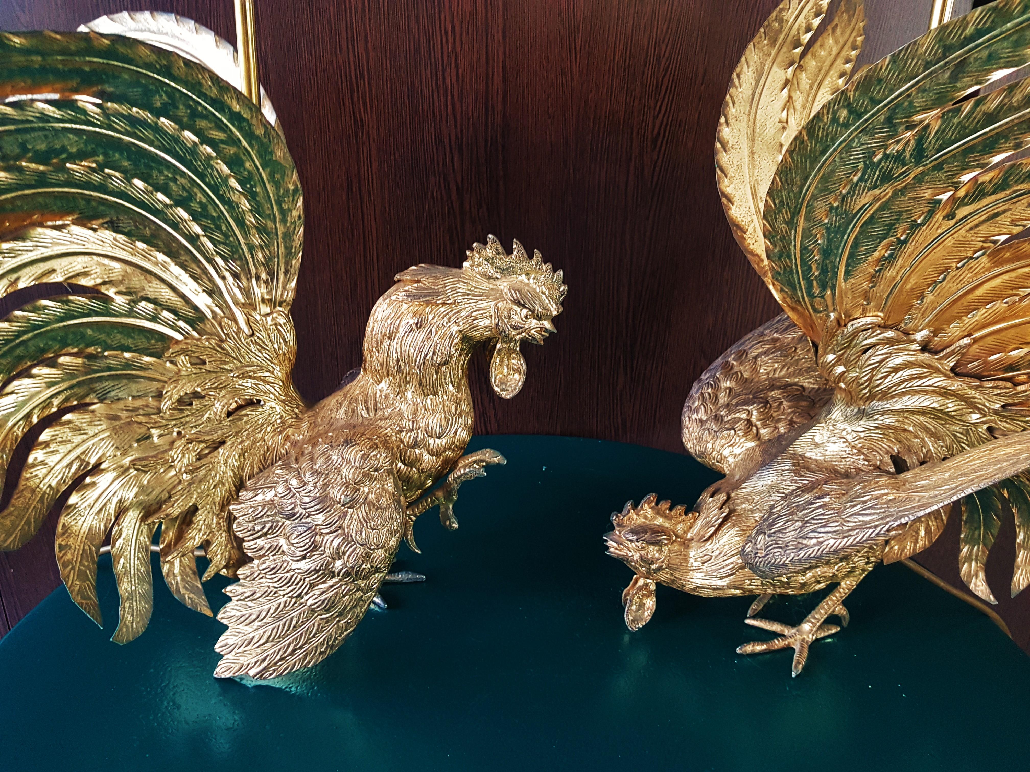 Midcentury Rooster Sculpture Brass Lamps, Italy, 1960s For Sale 12