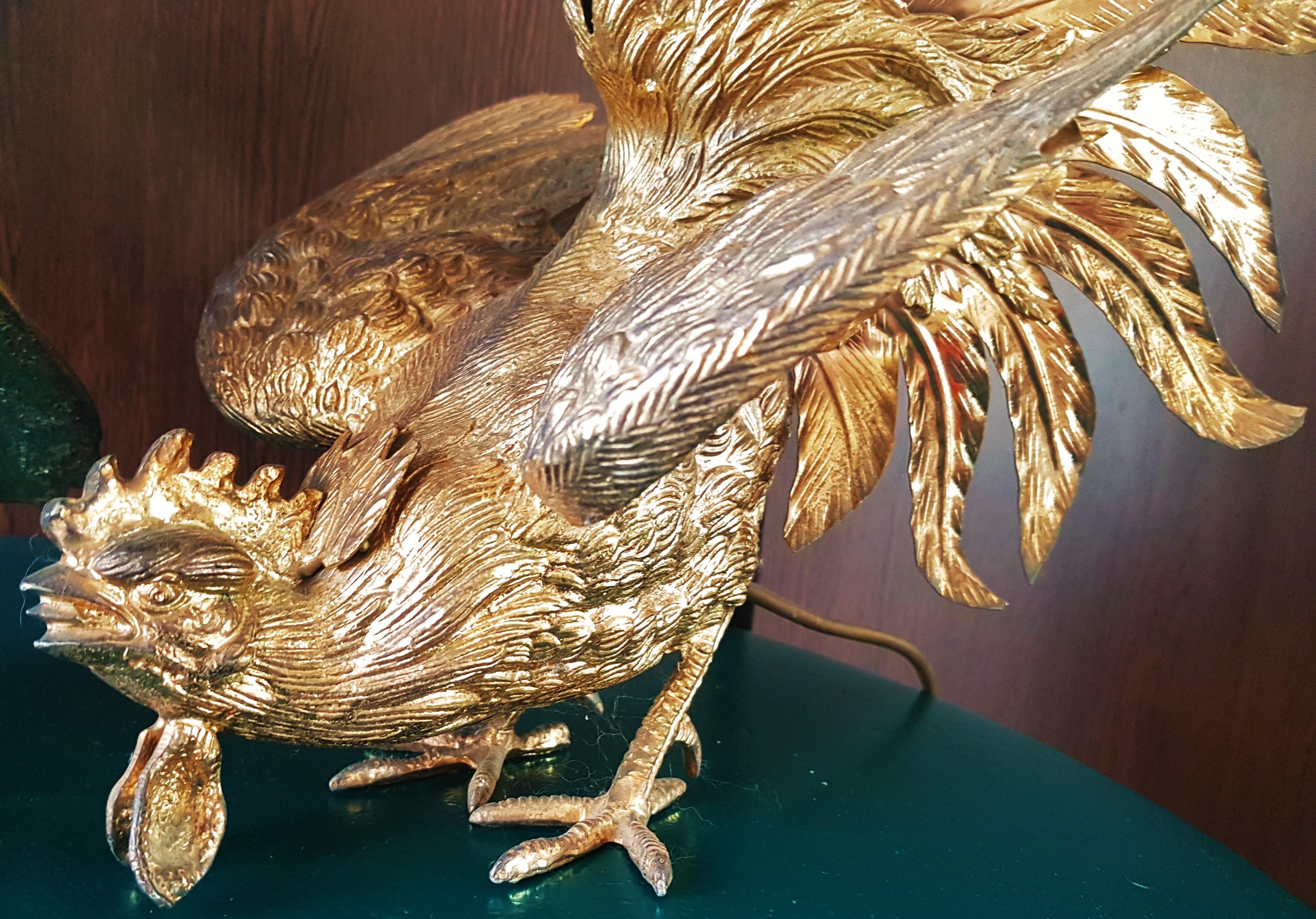 Mid-20th Century Midcentury Rooster Sculpture Brass Lamps, Italy, 1960s For Sale