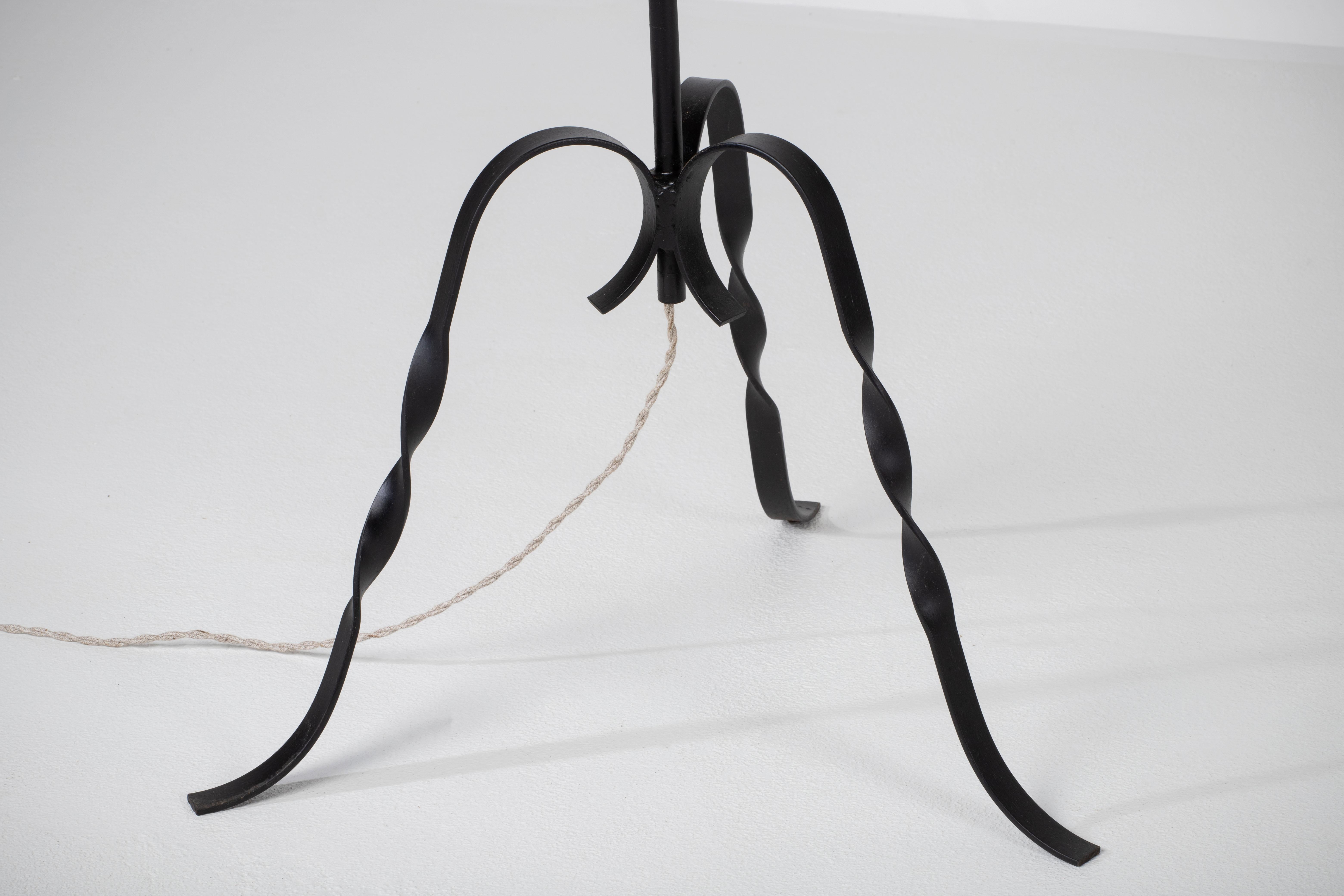 Mid-20th Century Mid-Century Rope and Wrought iron Floor Lamp, France, 1950 For Sale