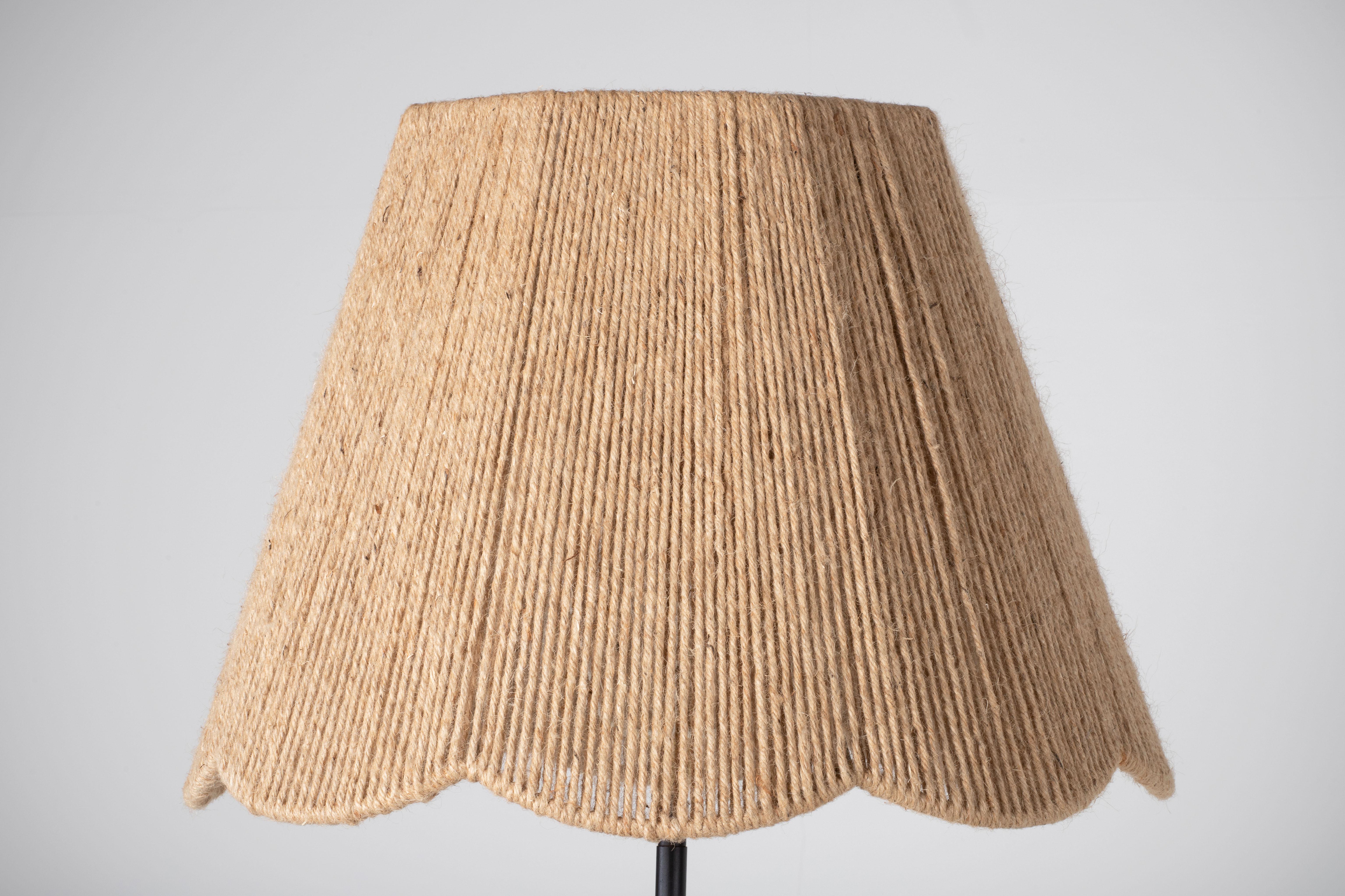 Rattan Mid-Century Rope and Wrought iron Floor Lamp, France, 1950 For Sale