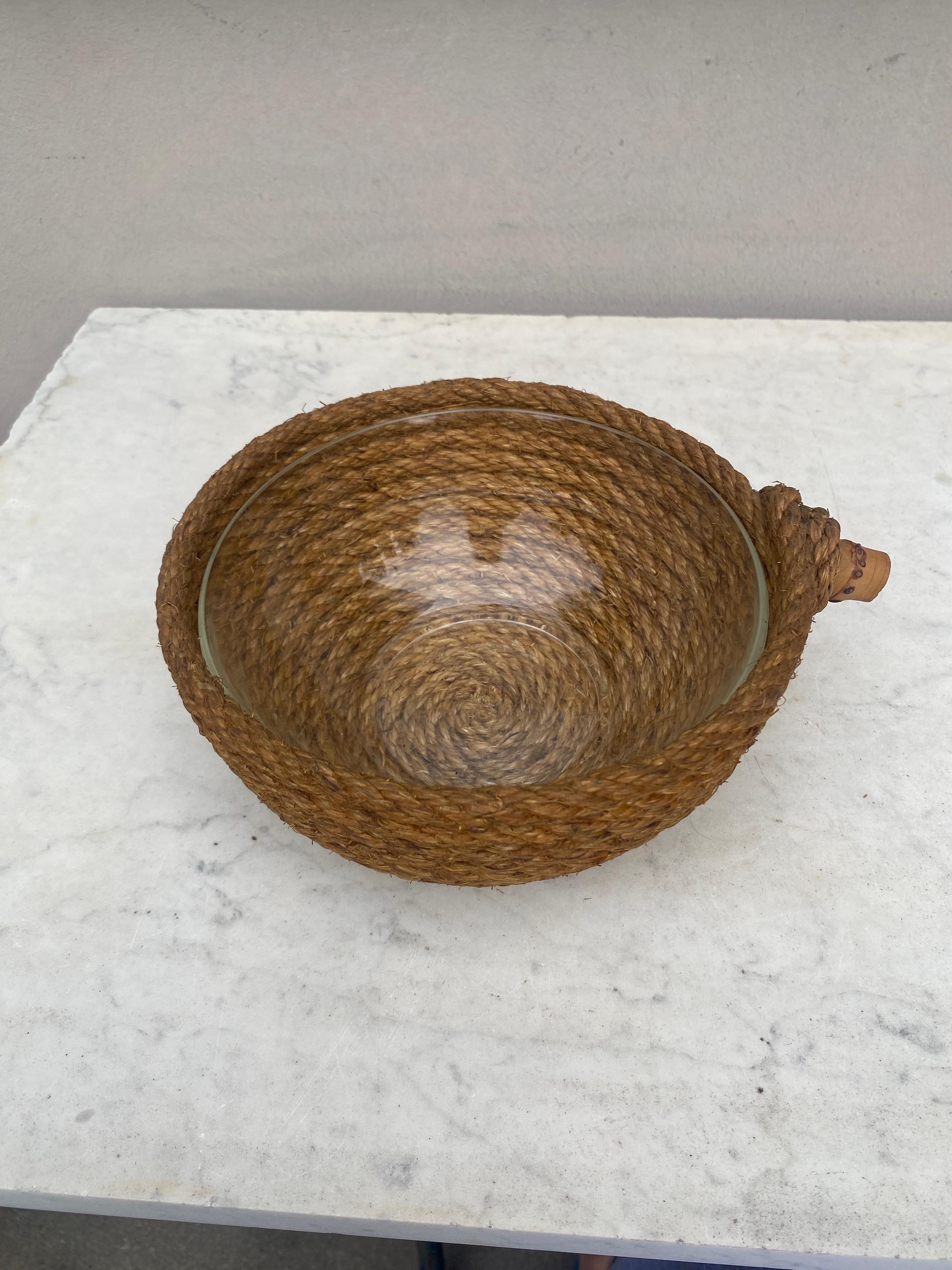 Mid-Century Rope Basket Adrien Audoux & Frida Minet In Good Condition In Austin, TX