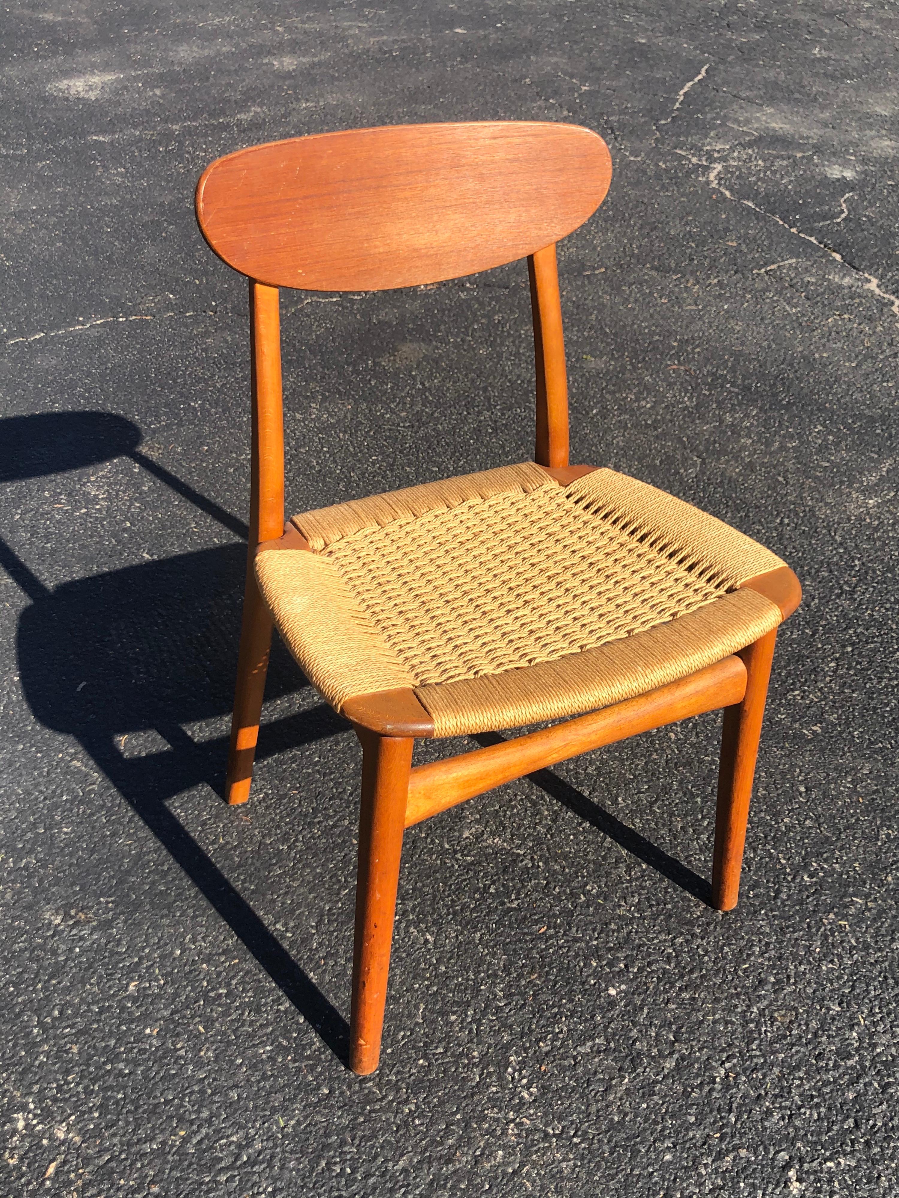 Mid-20th Century Mid Century Rope Chair with Teak Wood