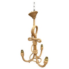Mid-Century Rope Chandelier Adrien Audoux & Frida Minet