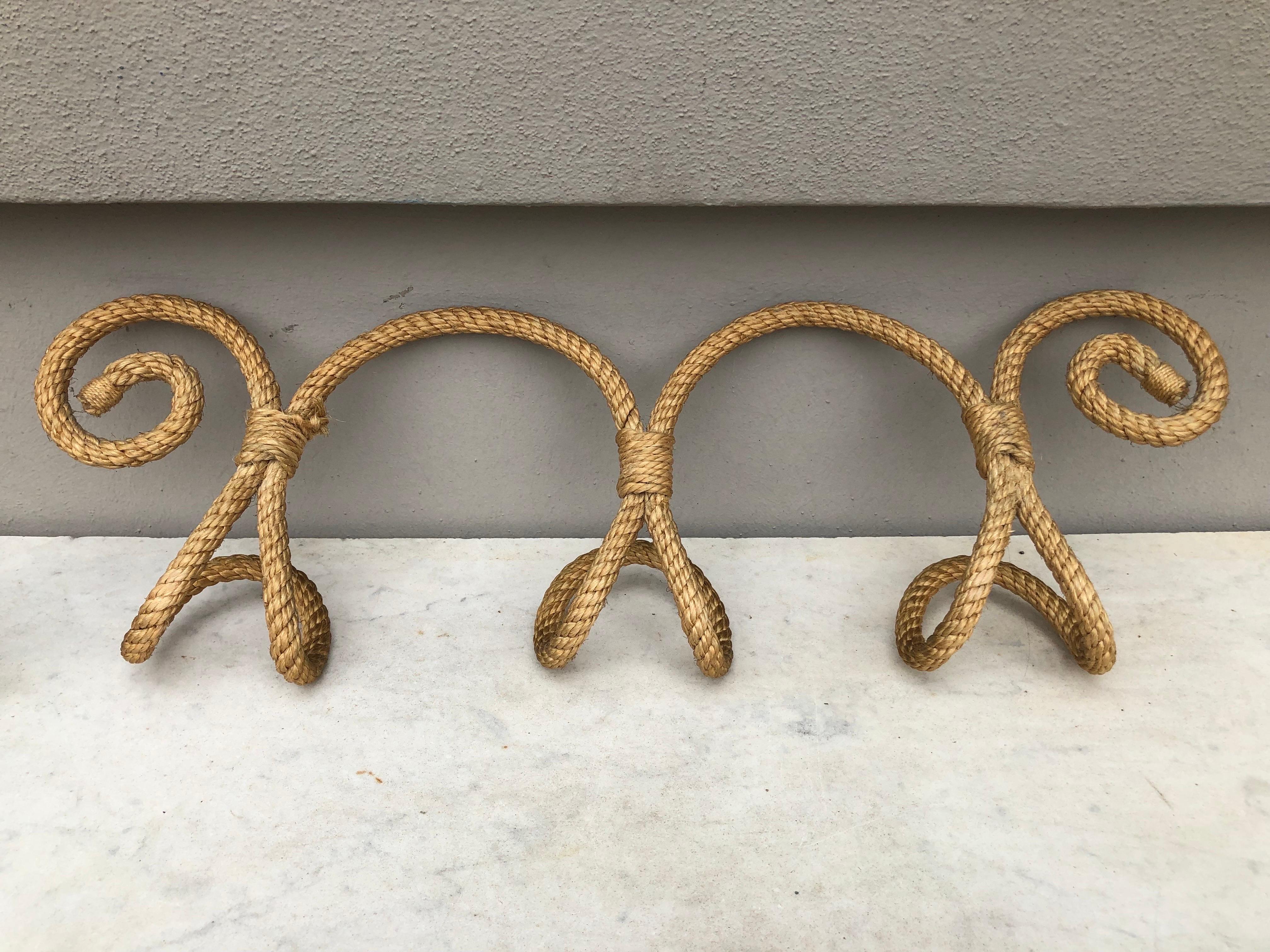 French Mid-Century Rope Coat Rack by Adrien Audoux & Frida Minet For Sale