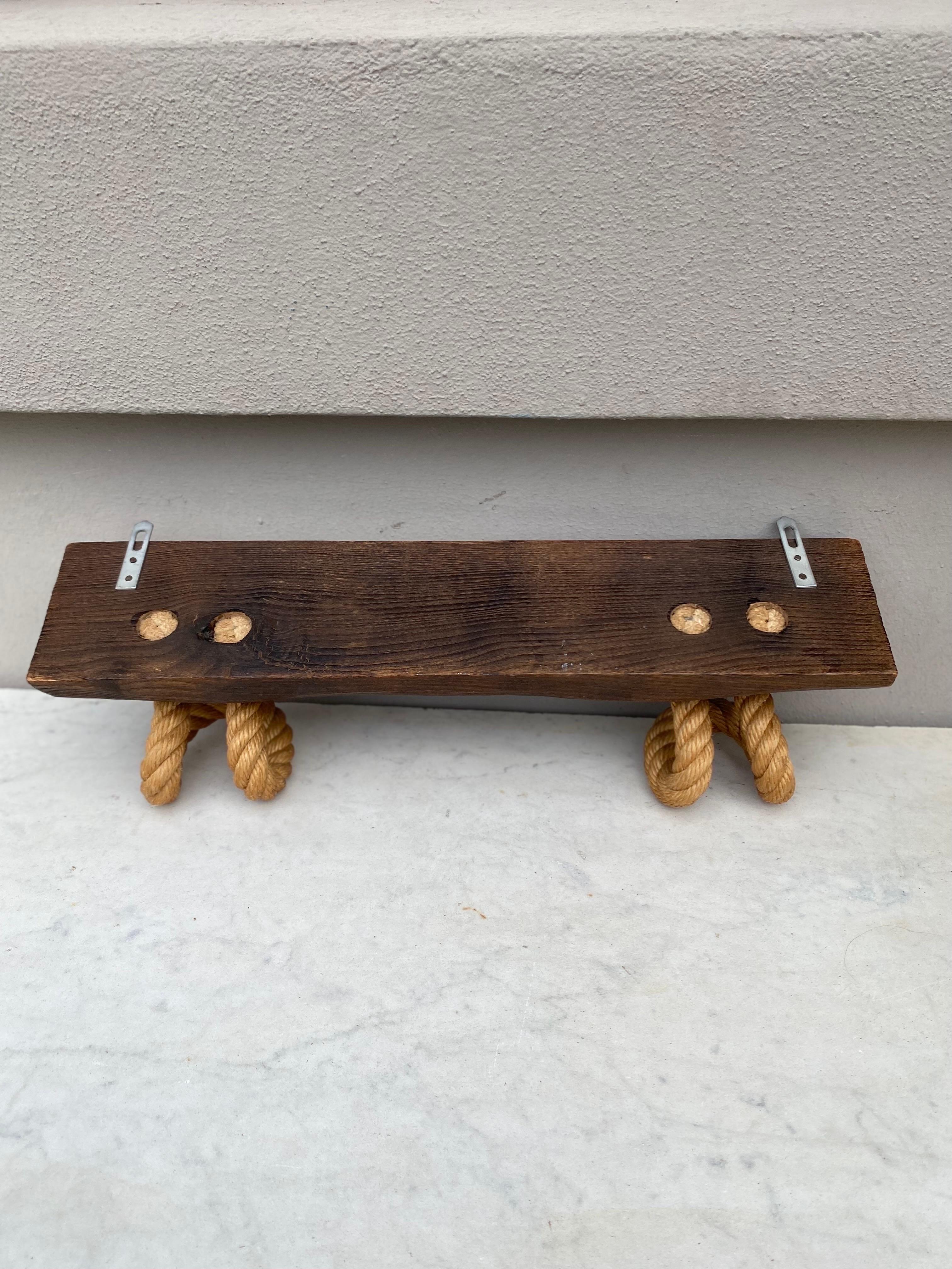 Mid-Century Rope Coat Rack by Adrien Audoux & Frida Minet In Good Condition For Sale In Austin, TX