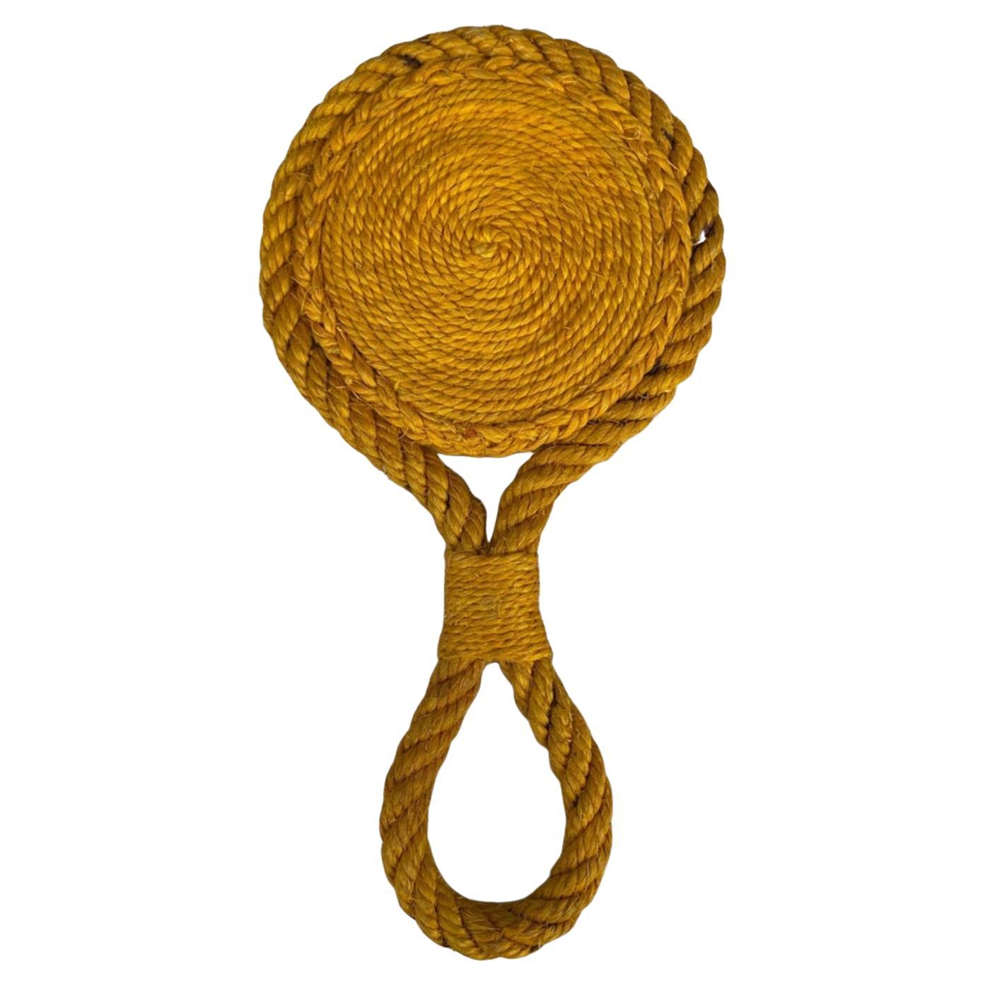 Espejo de mano de cuerda de mediados de siglo Adrien Audoux and Frida Minet Francés en venta
