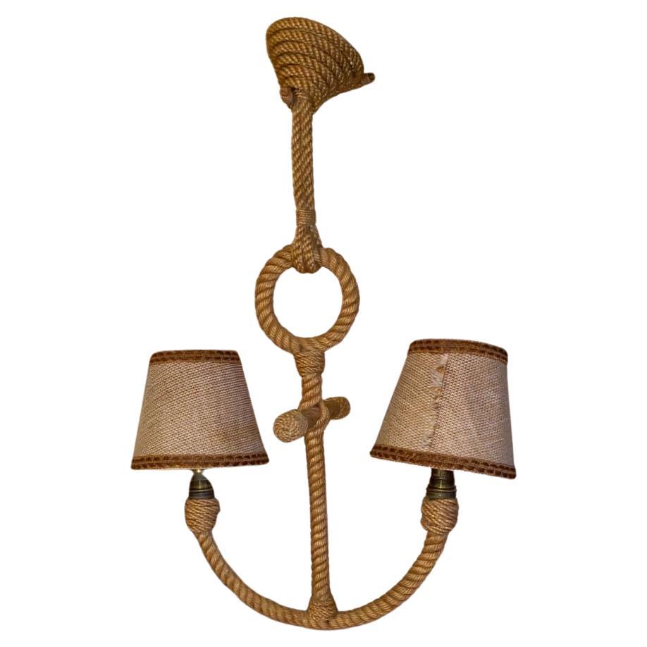  Mid-Century Rope Nautical Anchor Chandelier Adrien Audoux & Frida Minet.