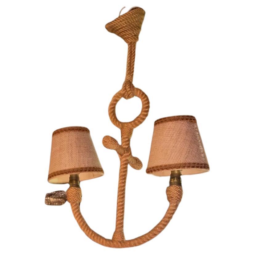 Mid-Century Modern Mid-Century Rope Nautical Anchor Chandelier Adrien Audoux & Frida Minet For Sale