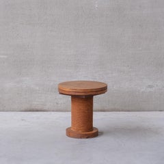 Midcentury Rope Oak French Stool or Side Table