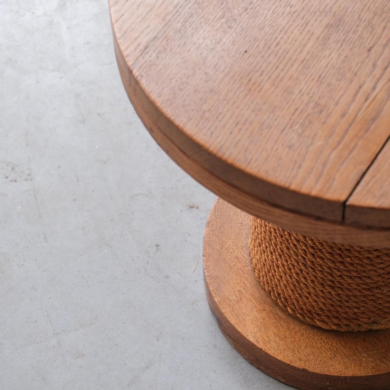 Midcentury Rope Oak French Stool or Side Table For Sale at 1stDibs