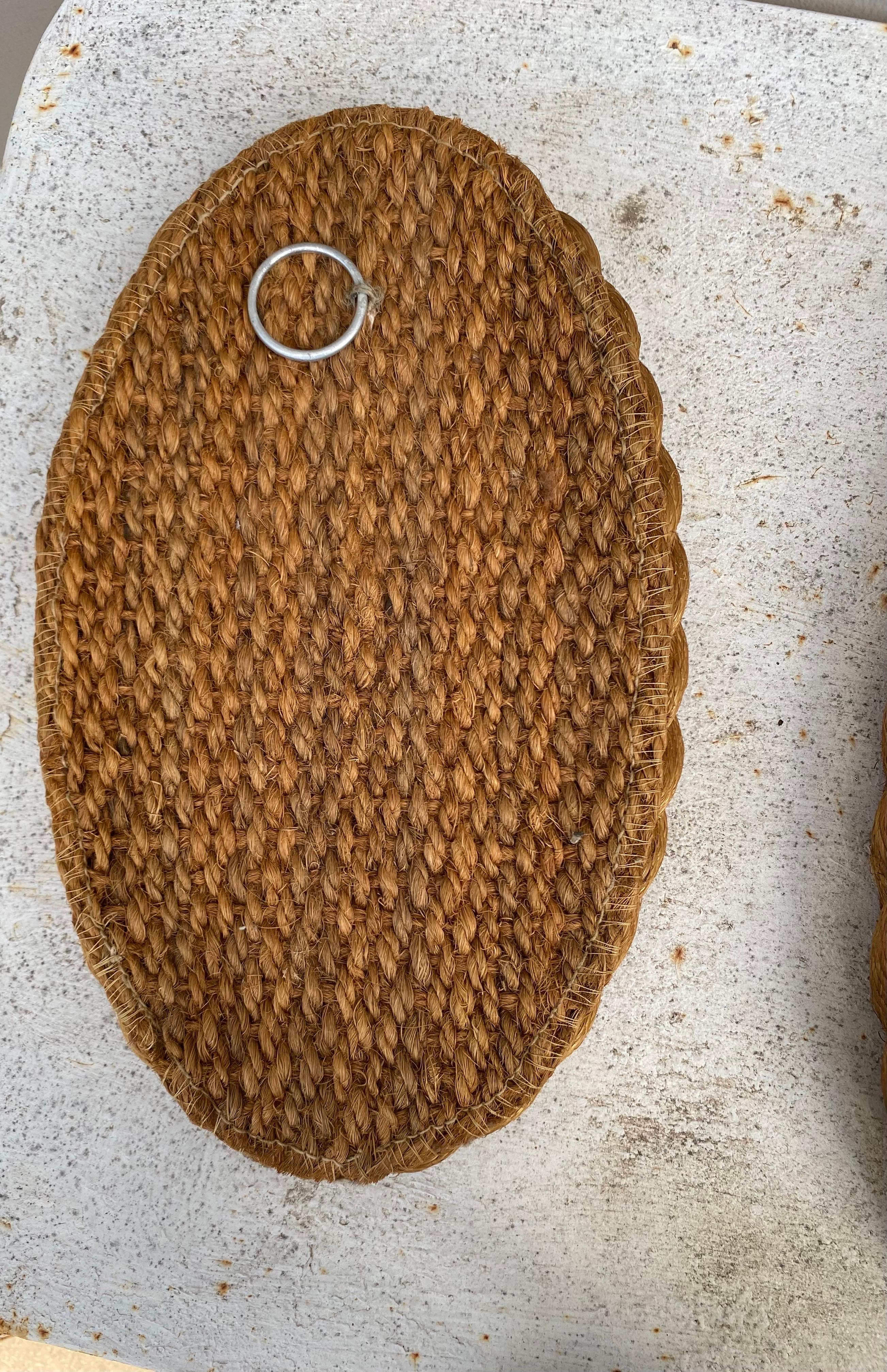 Mid-Century Rope Oval Mirror Adrien Audoux and Frida Minet In Good Condition In Austin, TX