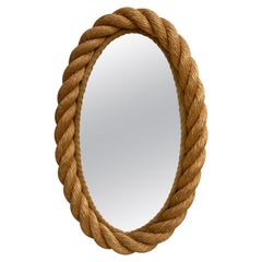 Mid-Century Rope Oval Mirror Adrien Audoux and Frida Minet