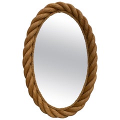 Mid-Century Rope Oval Mirror Adrien Audoux and Frida Minet