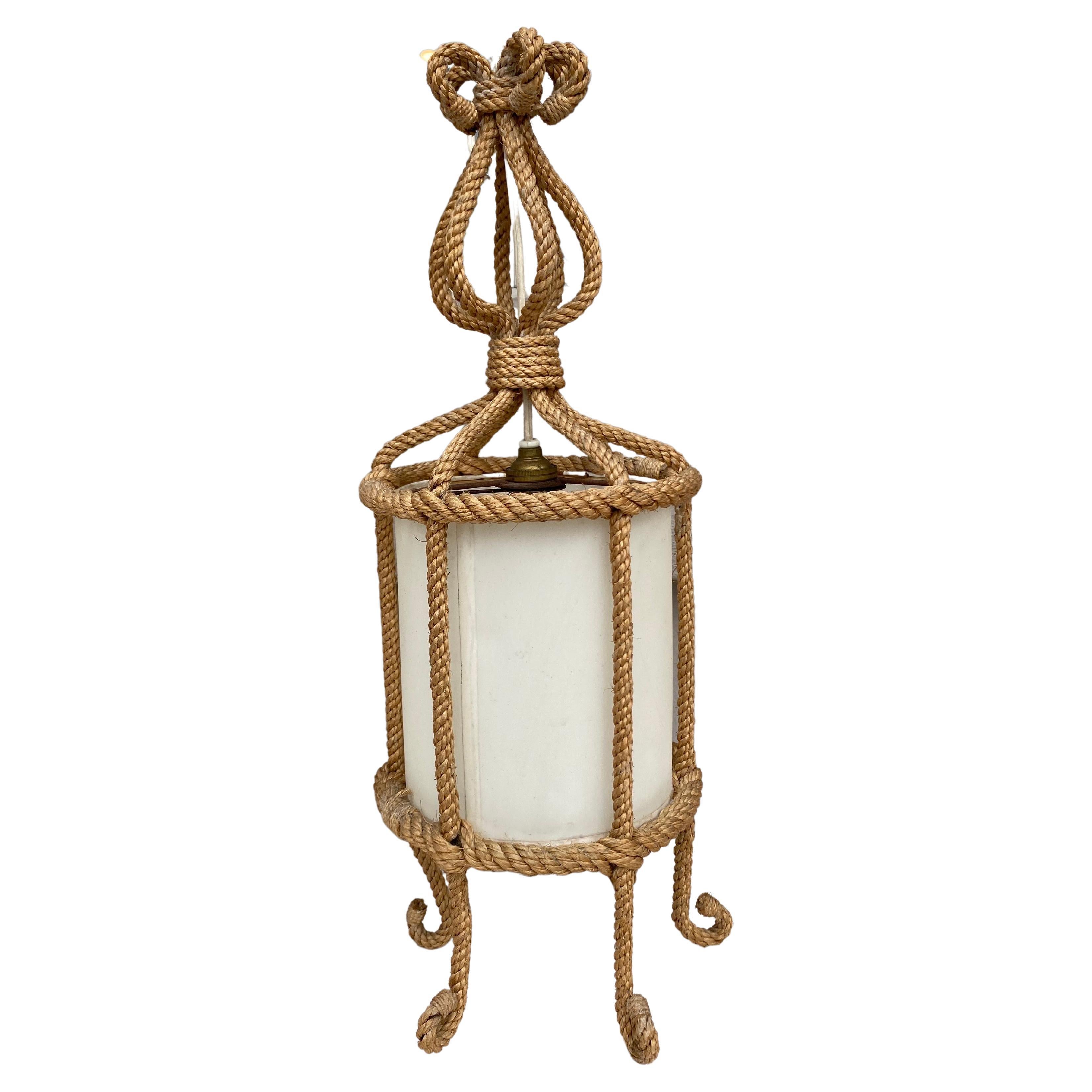 Lampadario o pendente in corda di metà secolo Adrien Audoux and Frida Minet.
Japonisme.
 