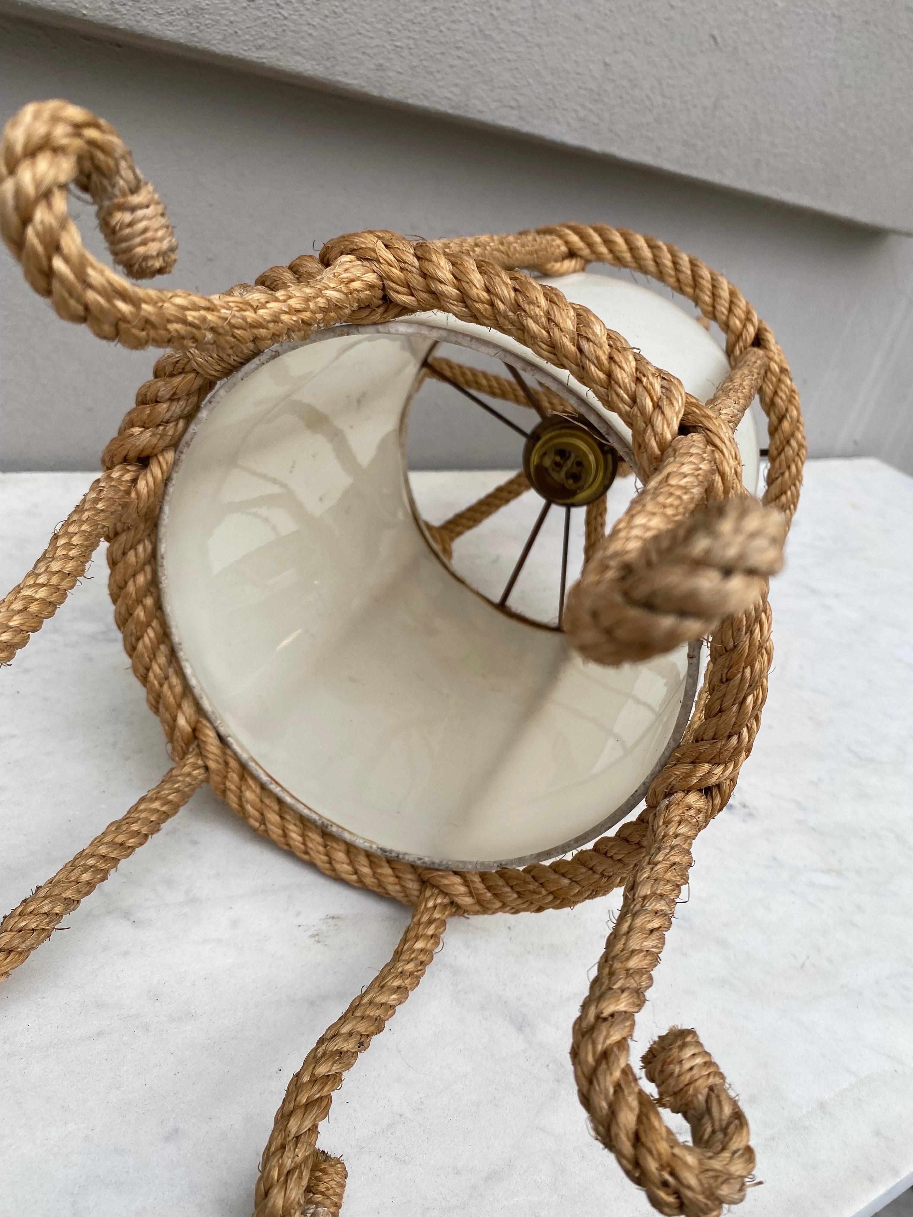Mid-Century Rope Pendant Adrien Audoux & Frida Minet In Good Condition For Sale In Austin, TX