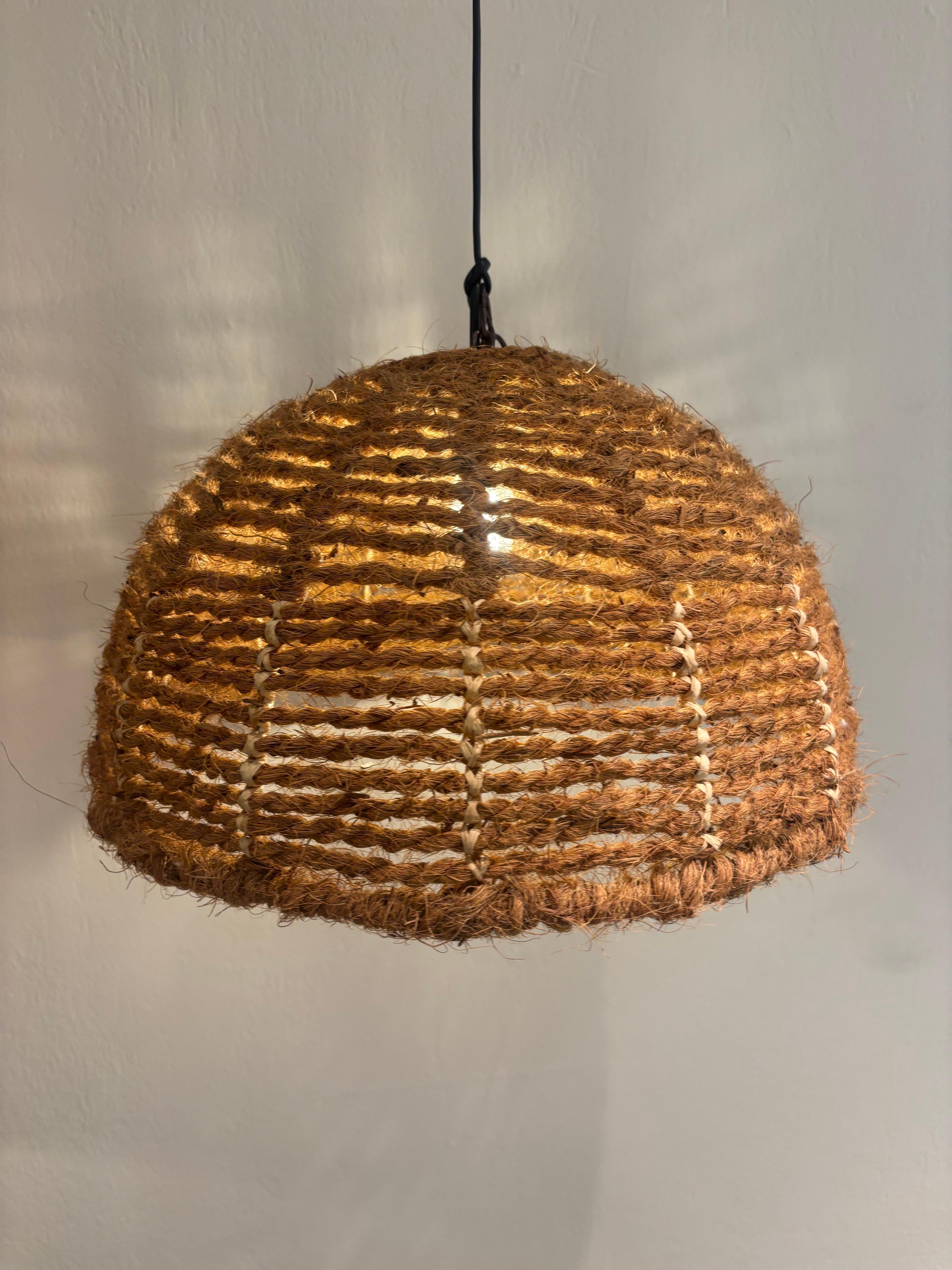 Mid Century Rope Pendant, France 1970s In Good Condition For Sale In Aspen, CO