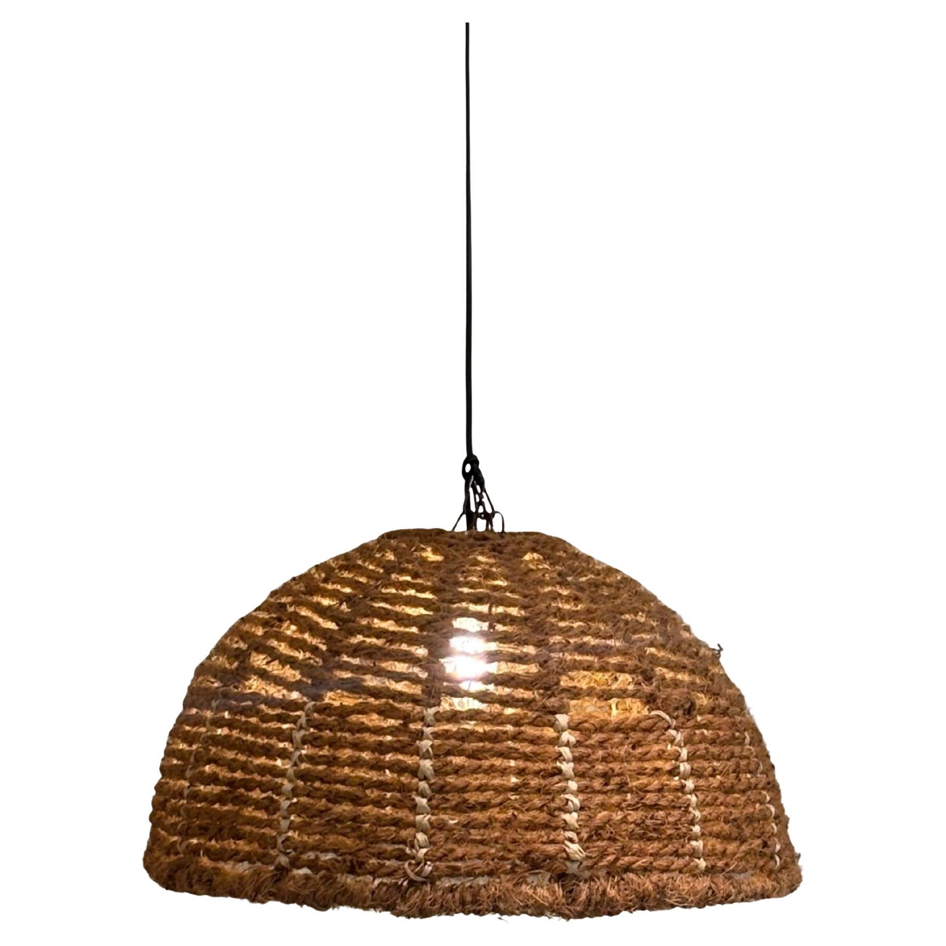 Mid Century Rope Pendant, France 1970s