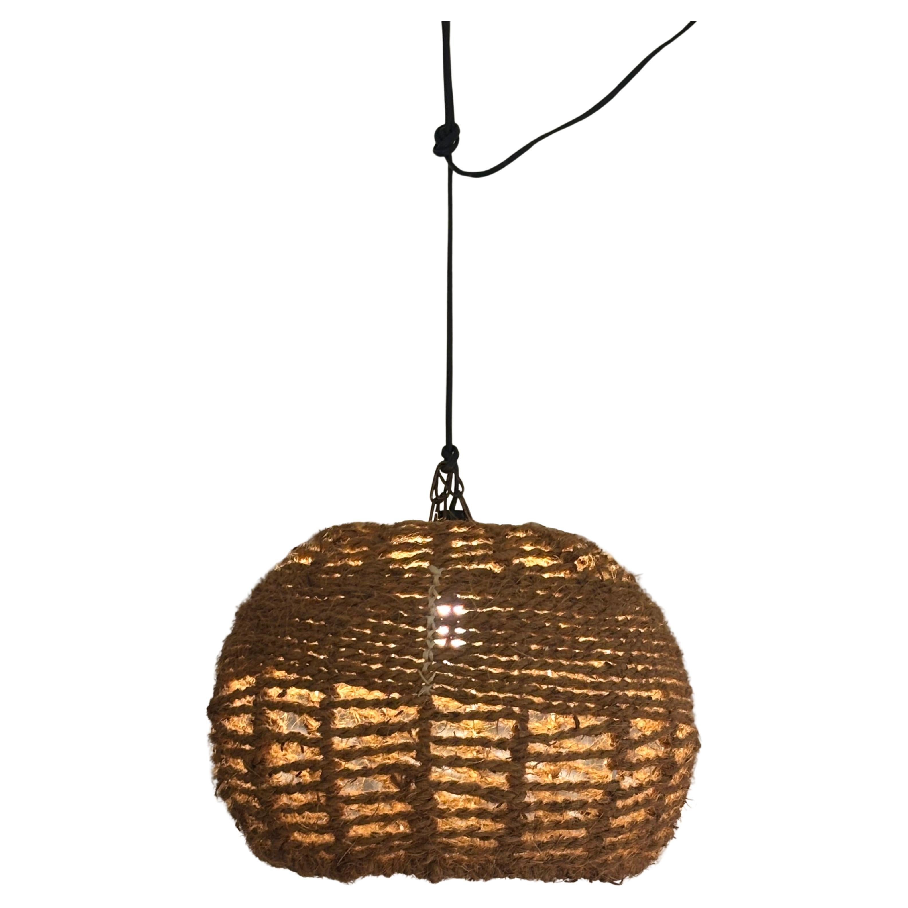 Mid Century Rope Pendant, France 1970s For Sale